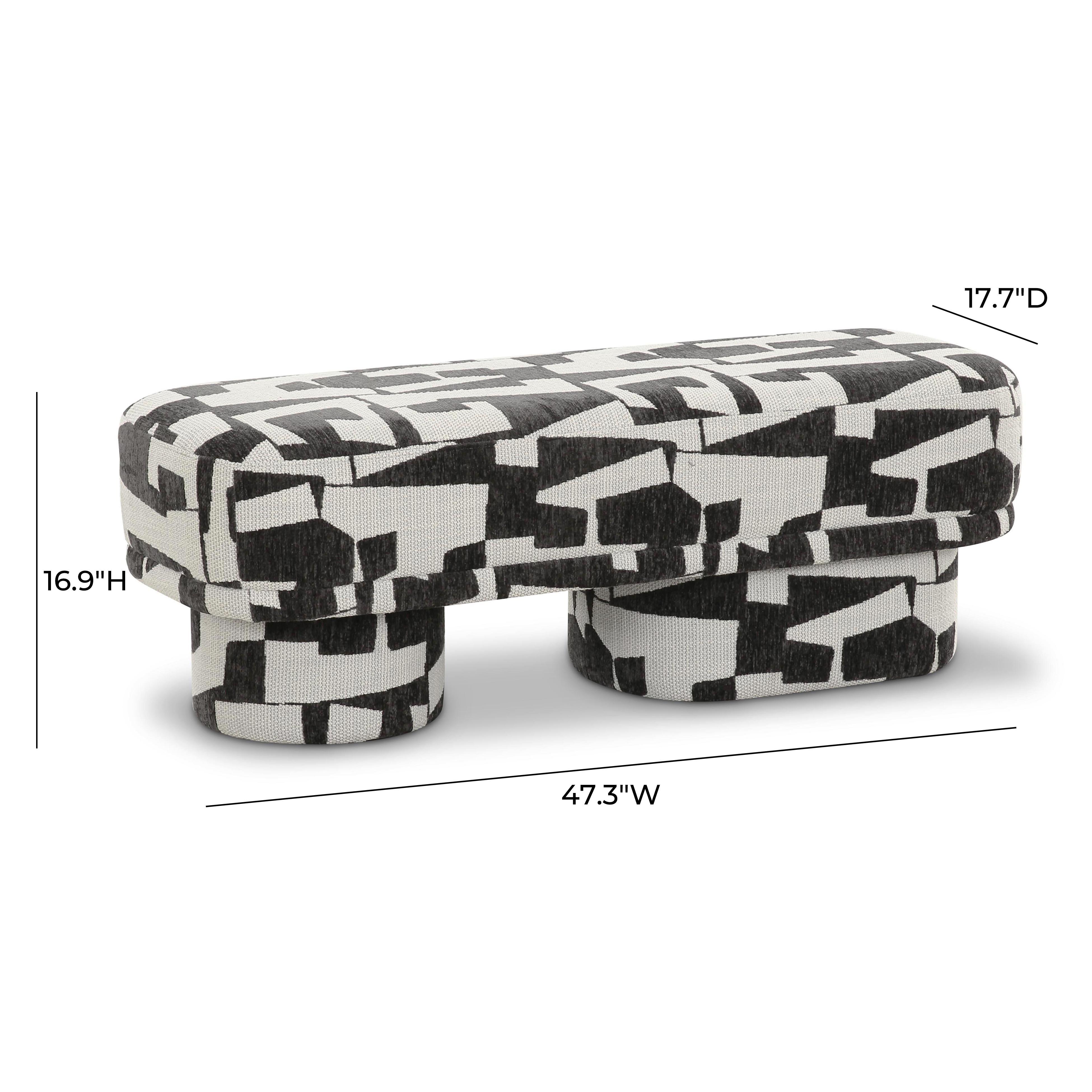 Lena Black and White Jacquard Bench