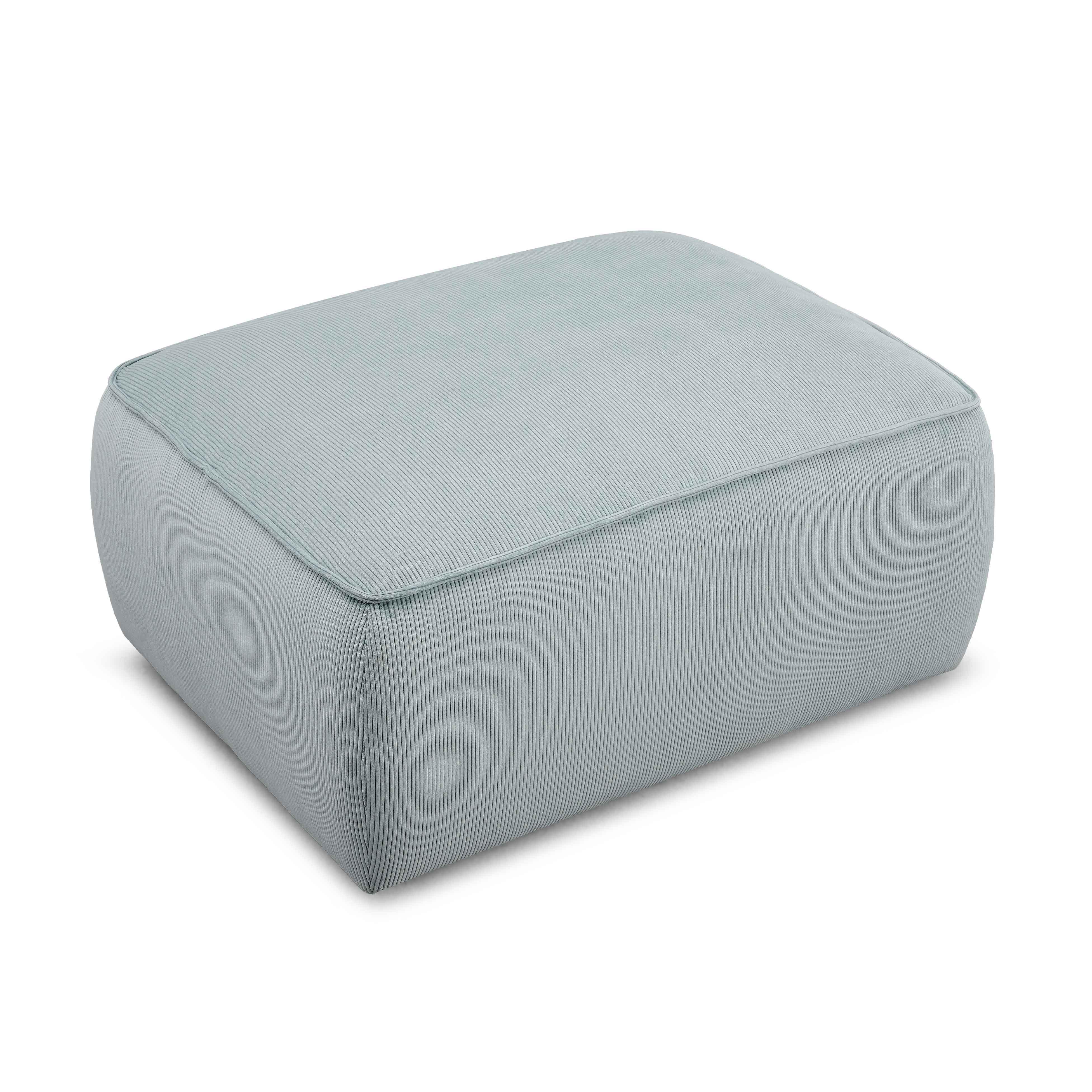 Travie Sea Foam Performance Corduroy Velvet Ottoman