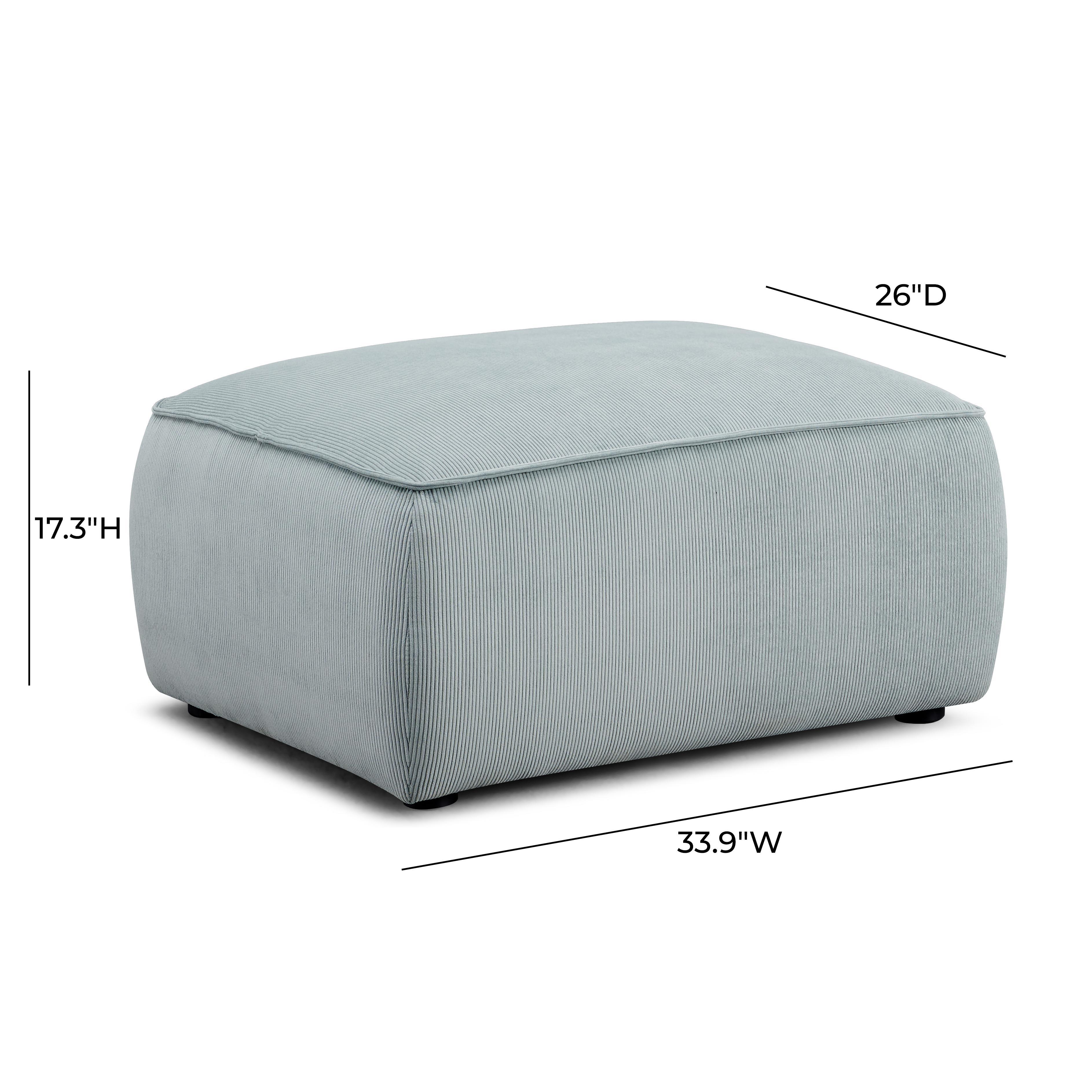 Travie Sea Foam Performance Corduroy Velvet Ottoman