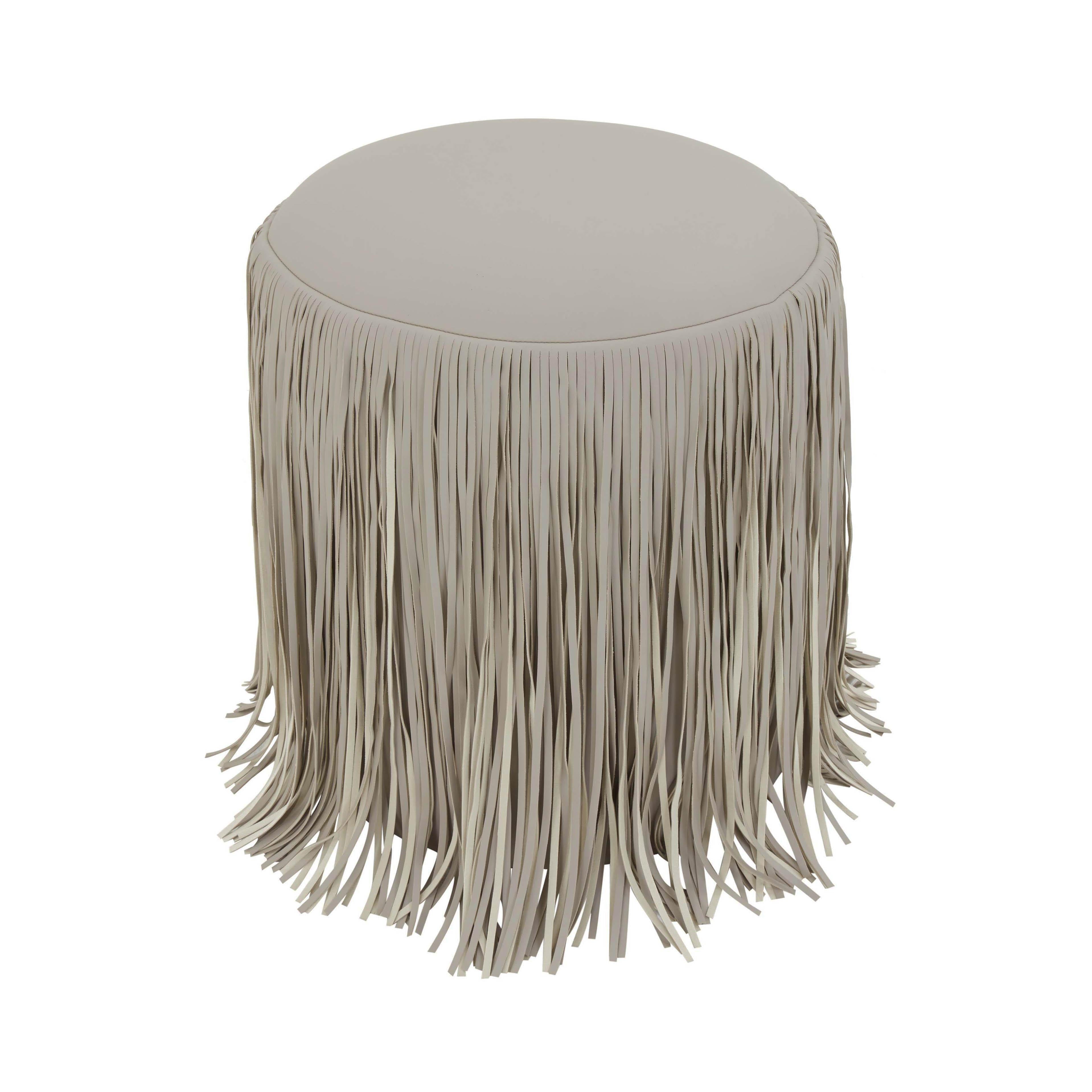 Shag Me Grey Performance Vegan Leather Ottoman