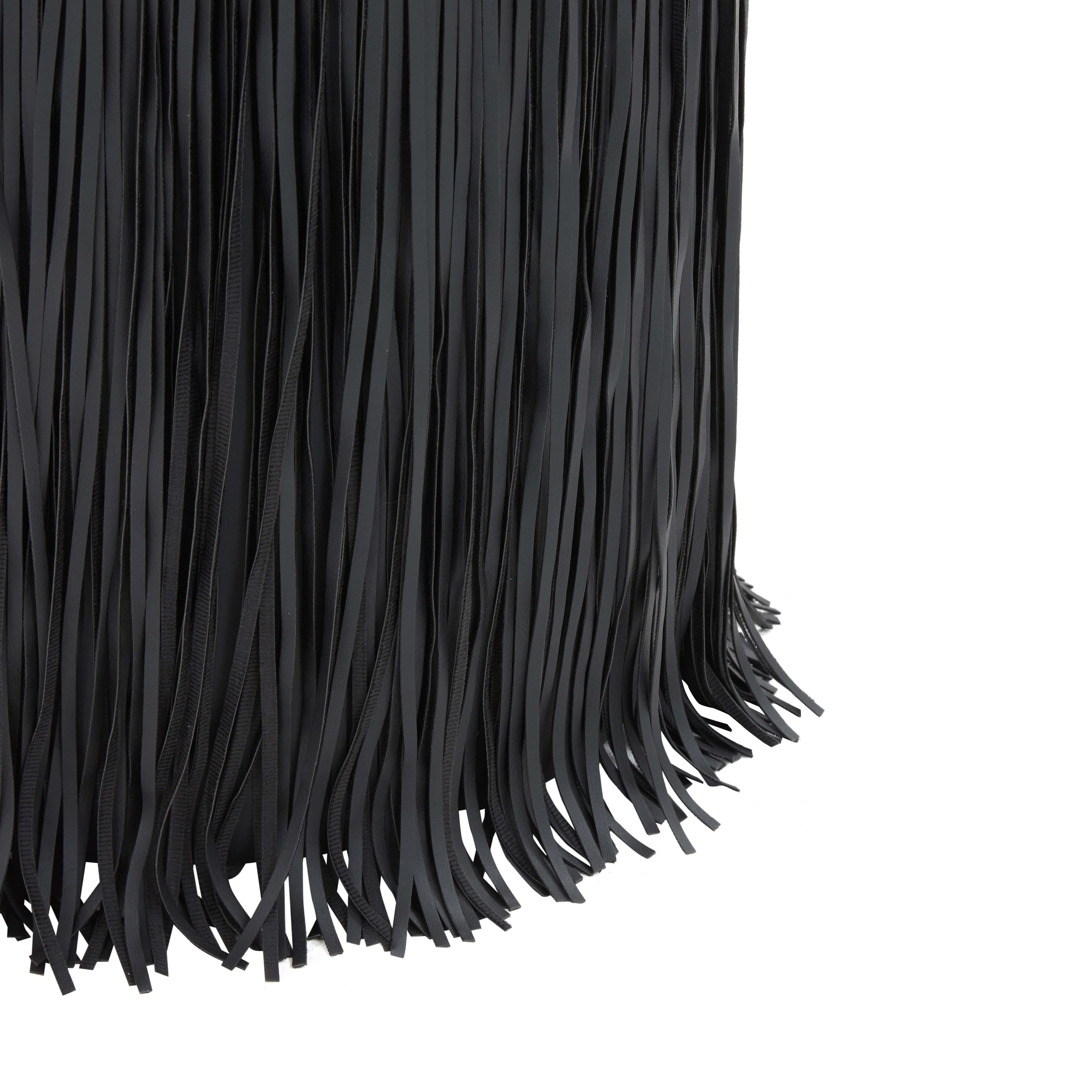 Shag Me Black Performance Vegan Leather Ottoman