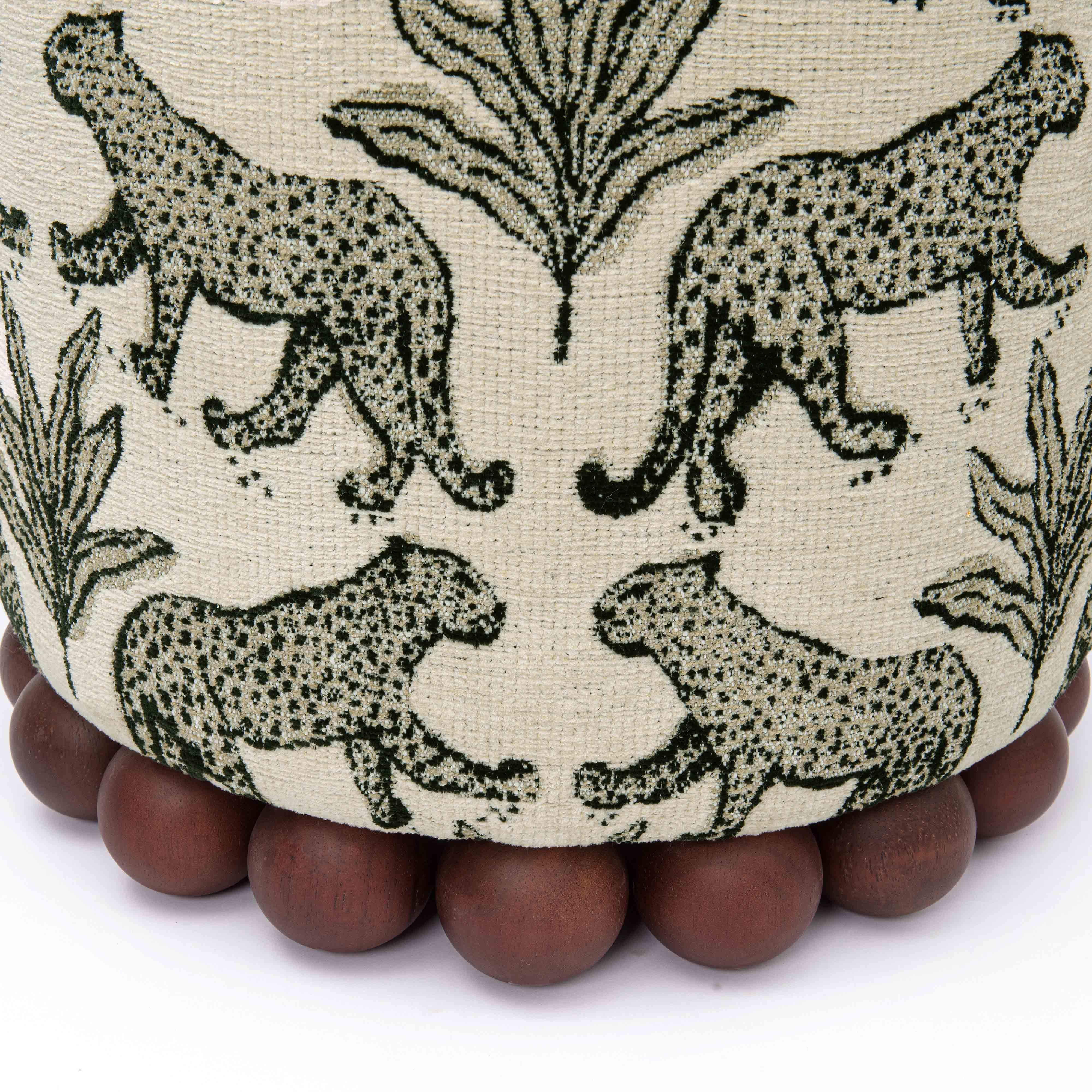 Dex Cream Leopard Jacquard Ottoman