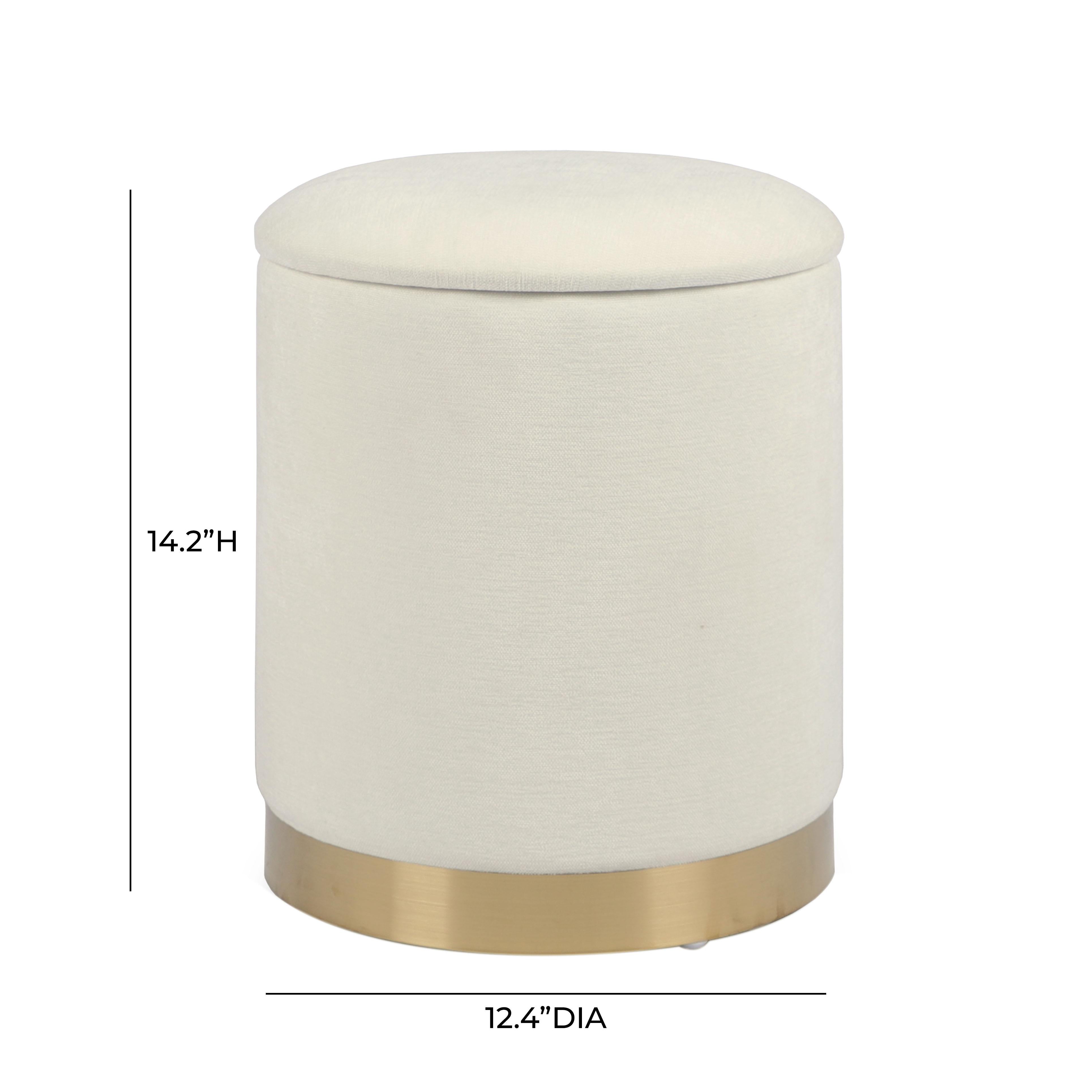 Zoe Cream Chenille Storage Ottoman