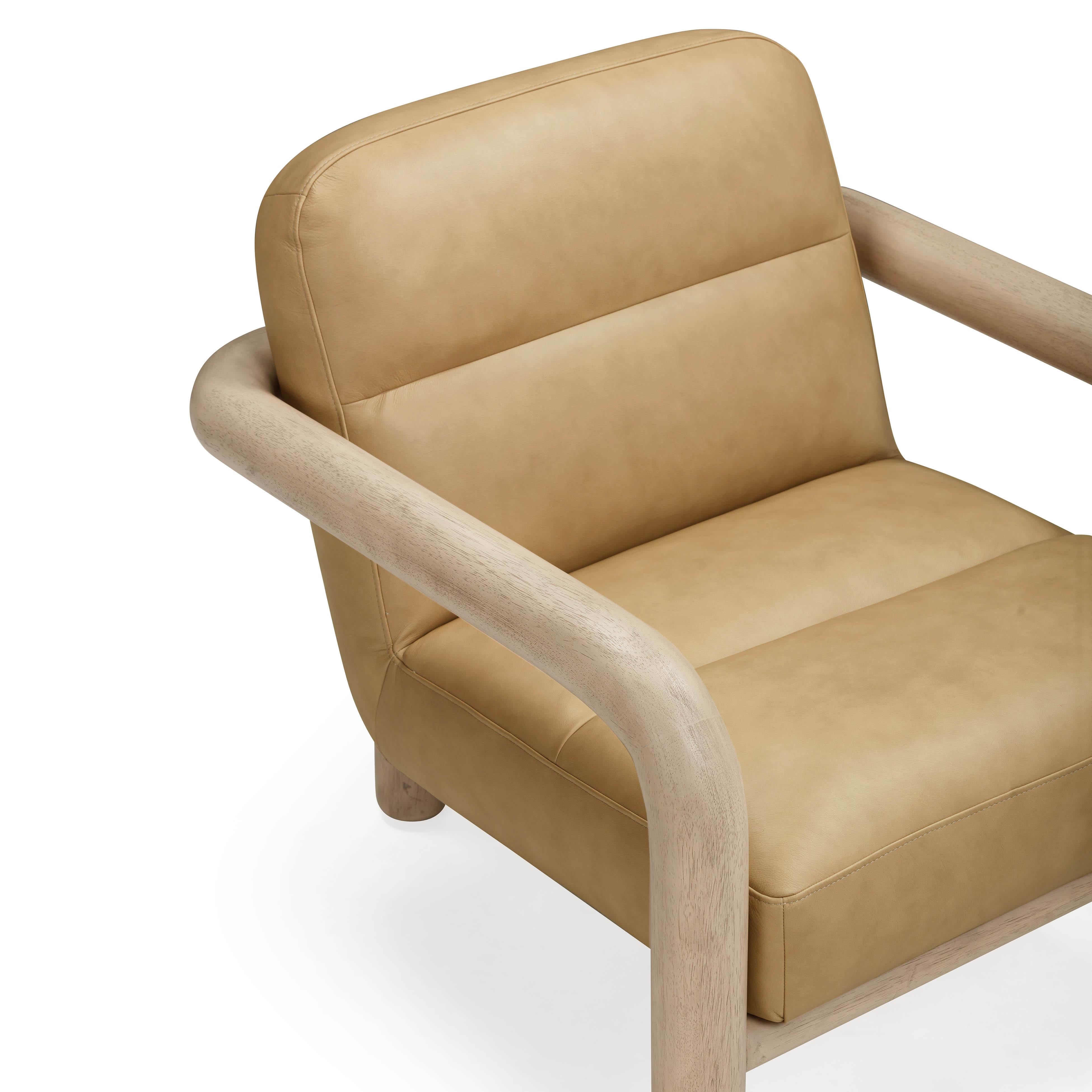 Bekah Tan Genuine Leather Accent Chair