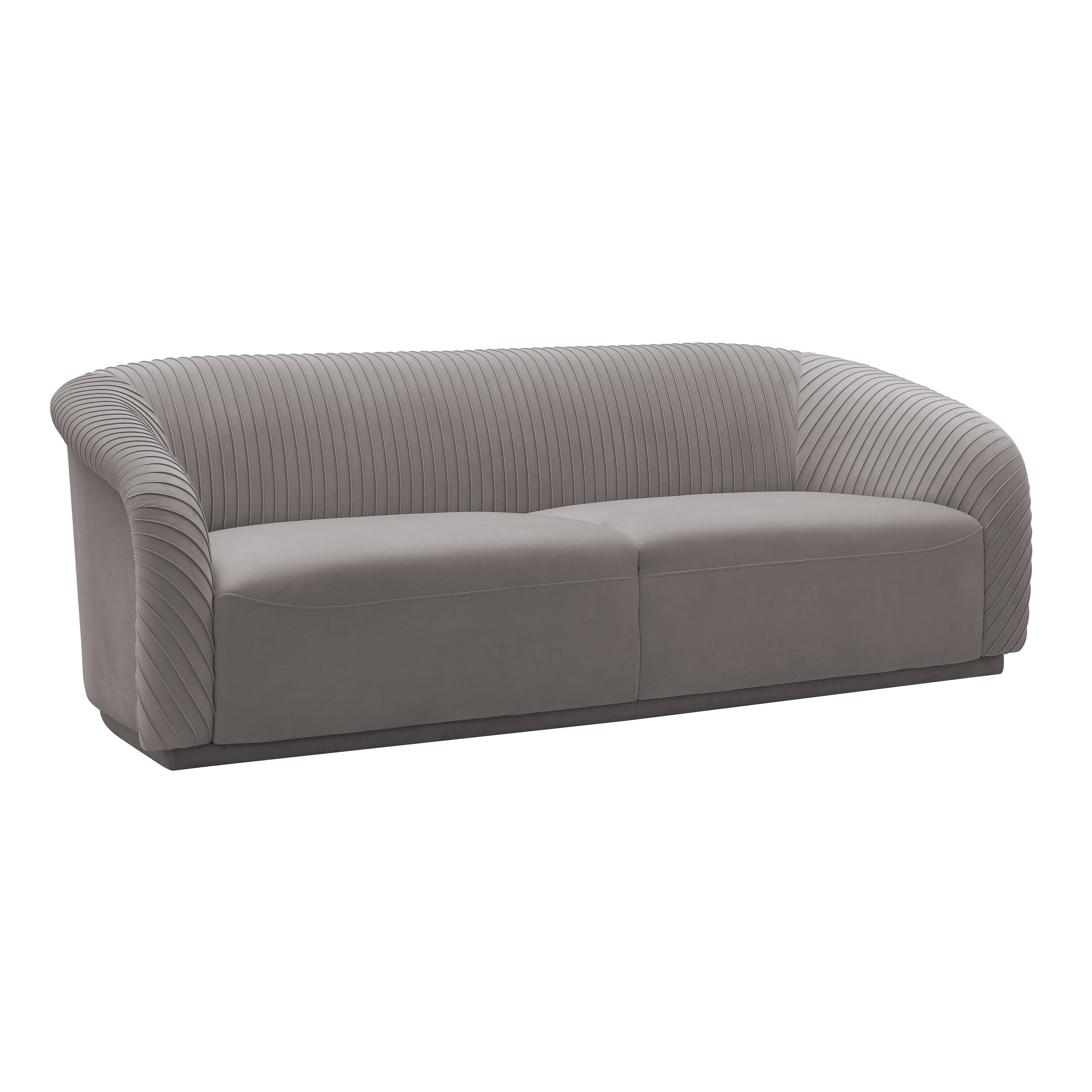 Yara Pleated Grey Velvet Sofa