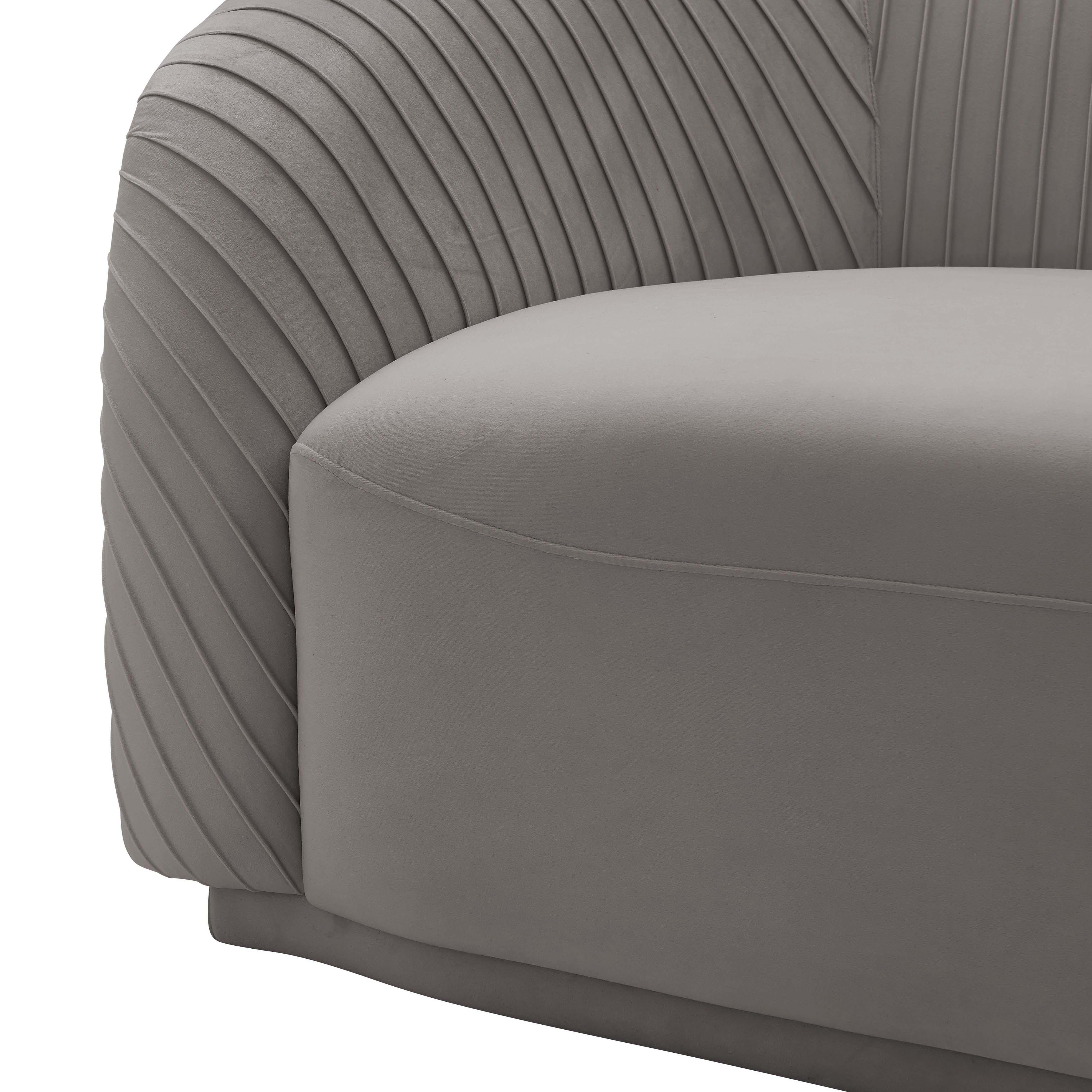Yara Pleated Grey Velvet Sofa