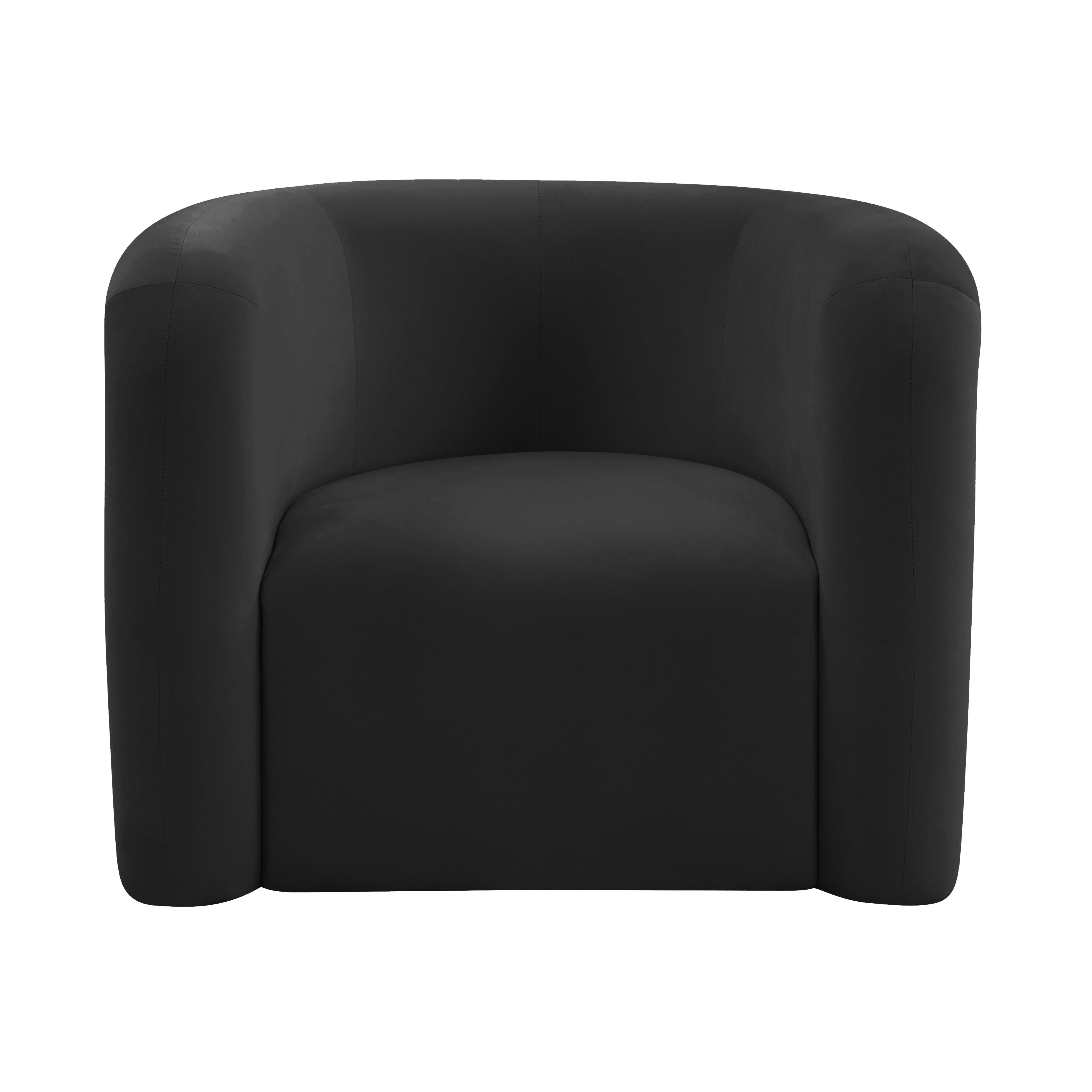 Curves Black Velvet Lounge Chair - UK