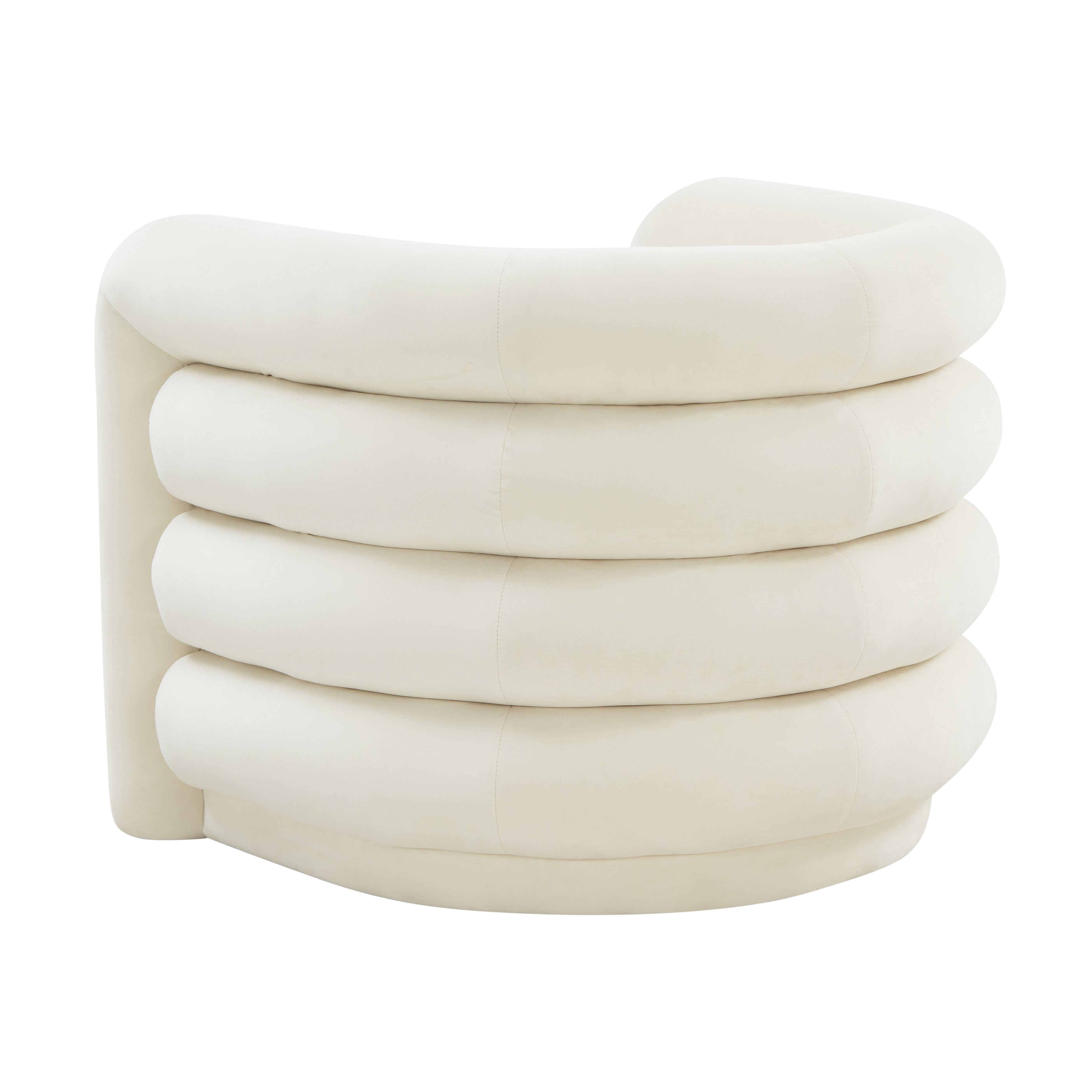 Curves Cream Velvet Lounge Chair - UK