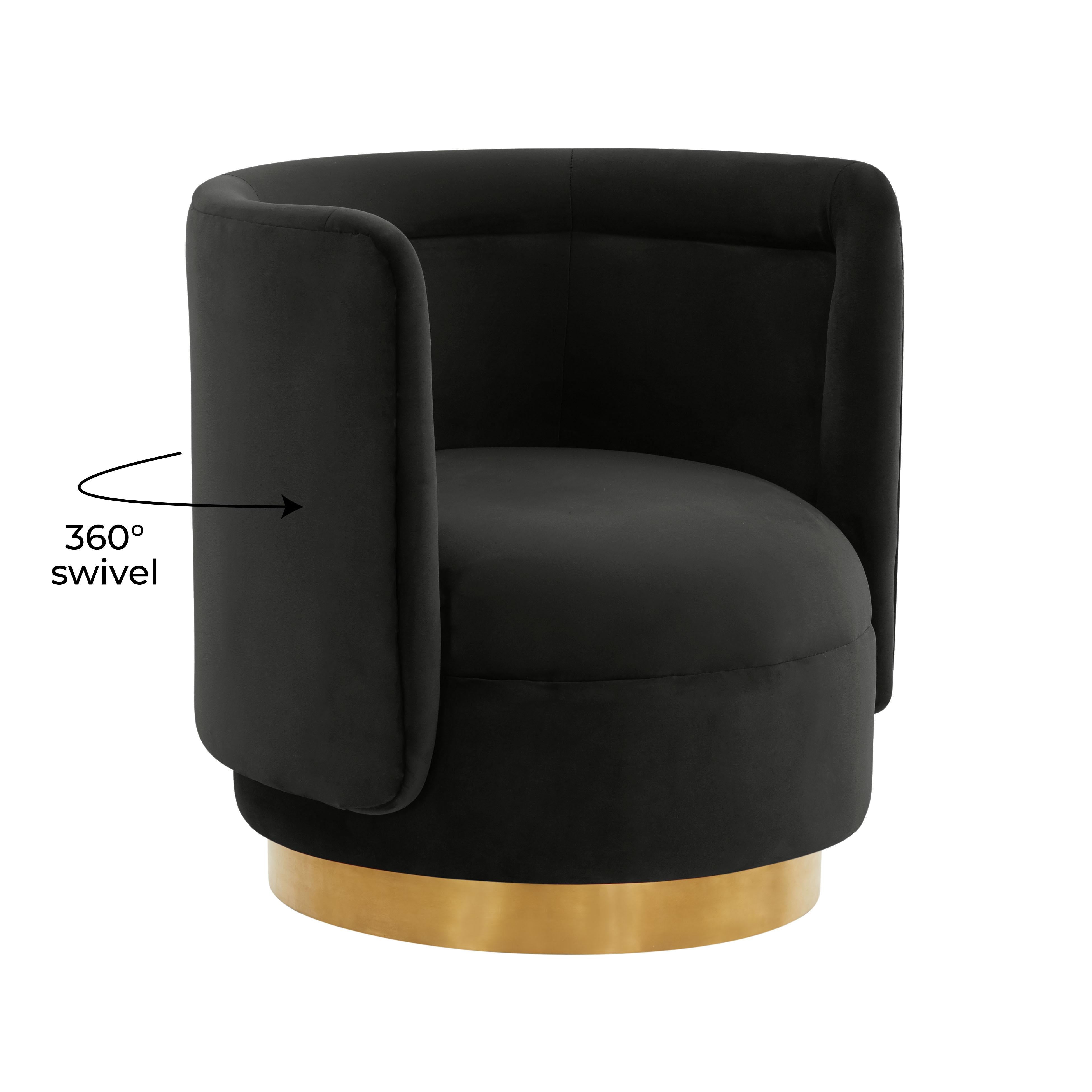 Remy Black Velvet Swivel Chair - UK
