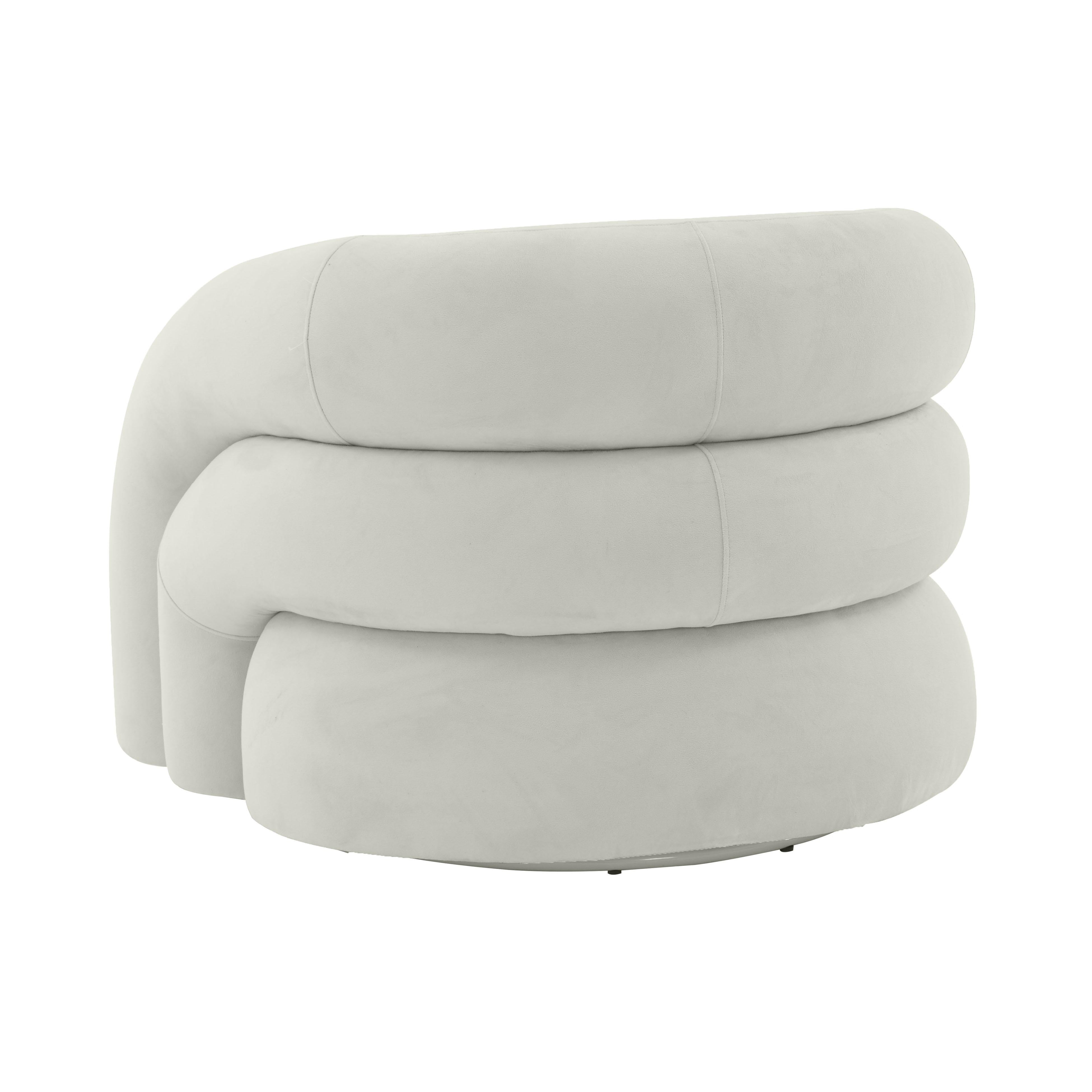 Slipper Light Grey Velvet Swivel Chair
