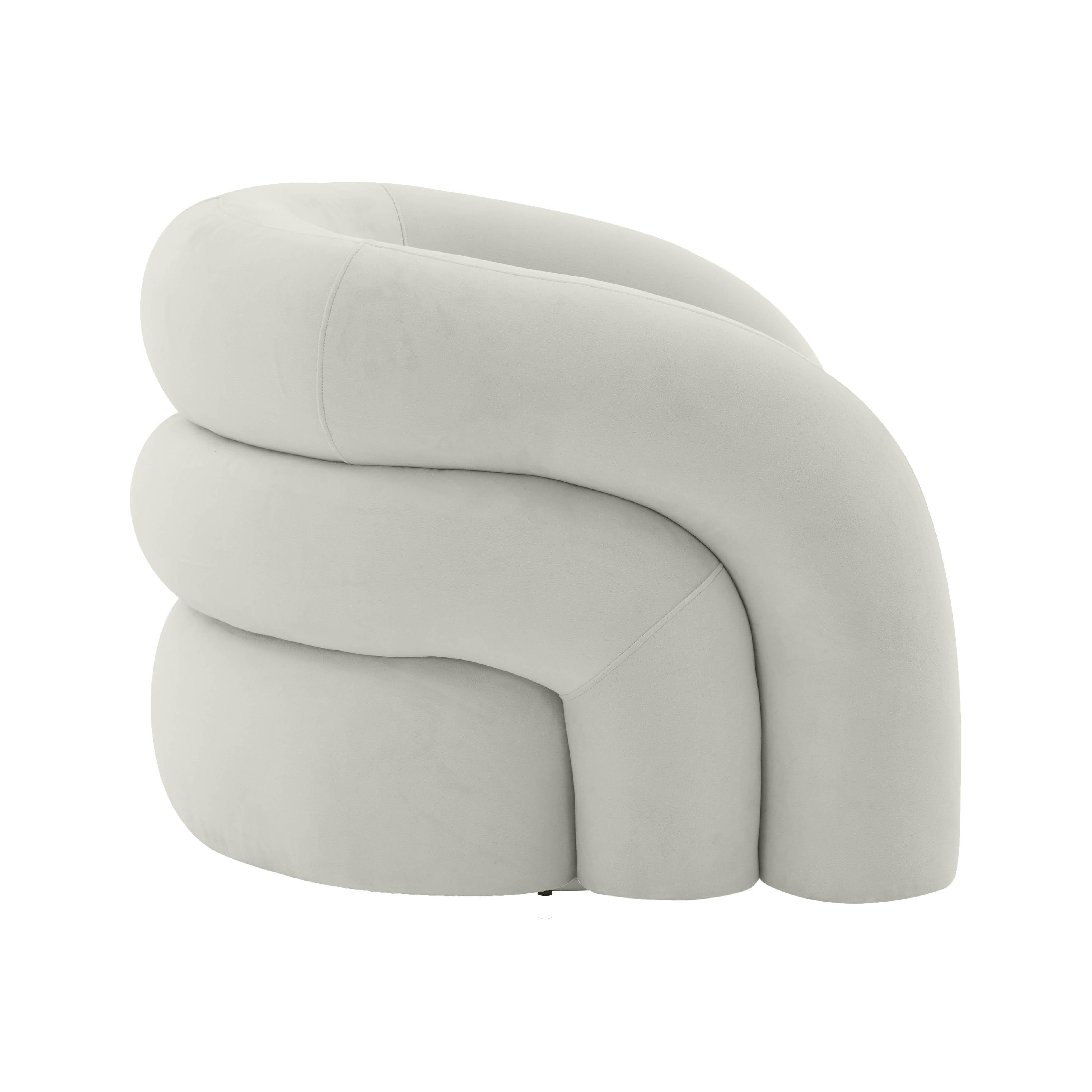 Slipper Light Grey Velvet Swivel Chair