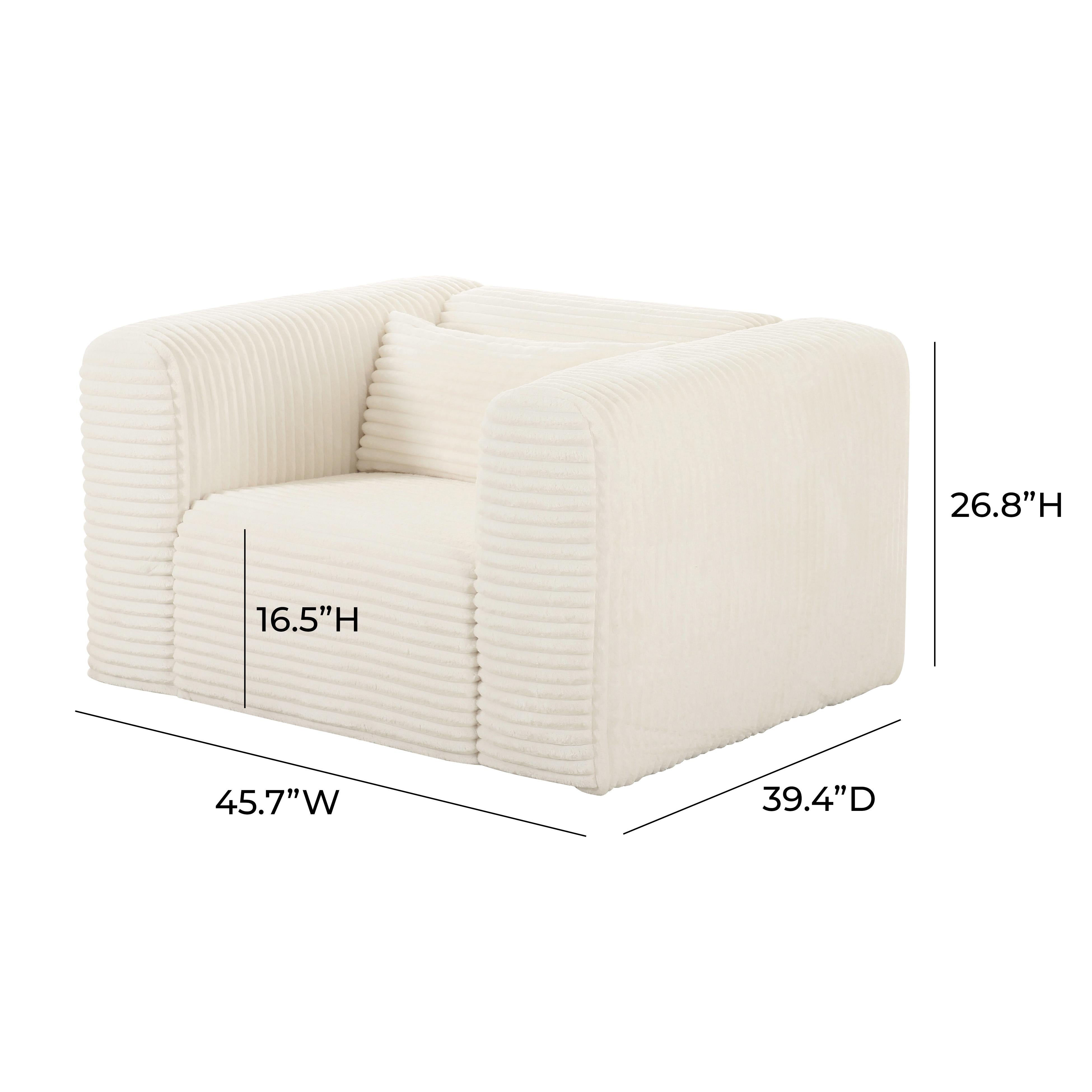 Tarra Fluffy Oversized Cream Corduroy Armchair - UK