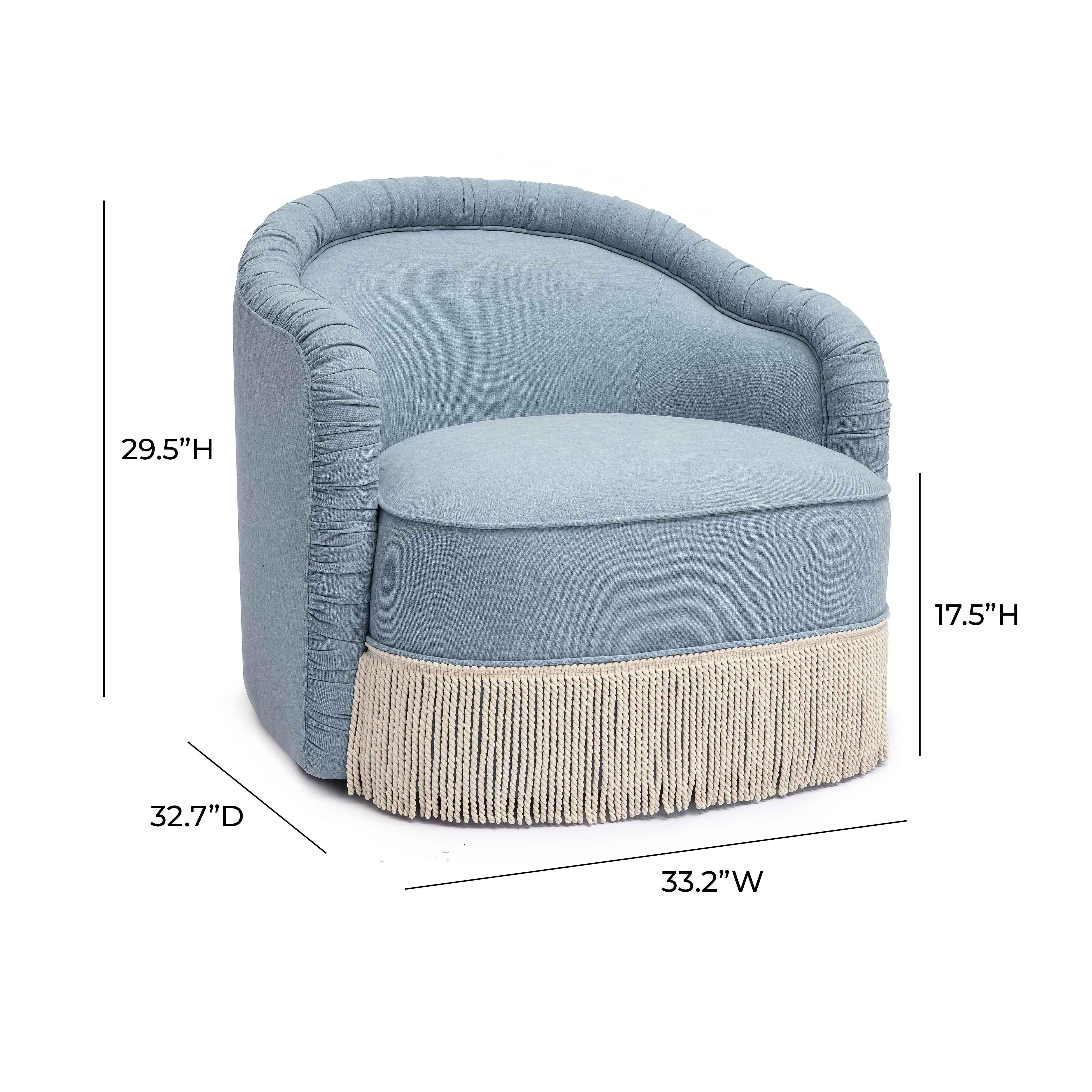 Pamela Faded Blue Recycled Fabric Tassel Lounge Chair