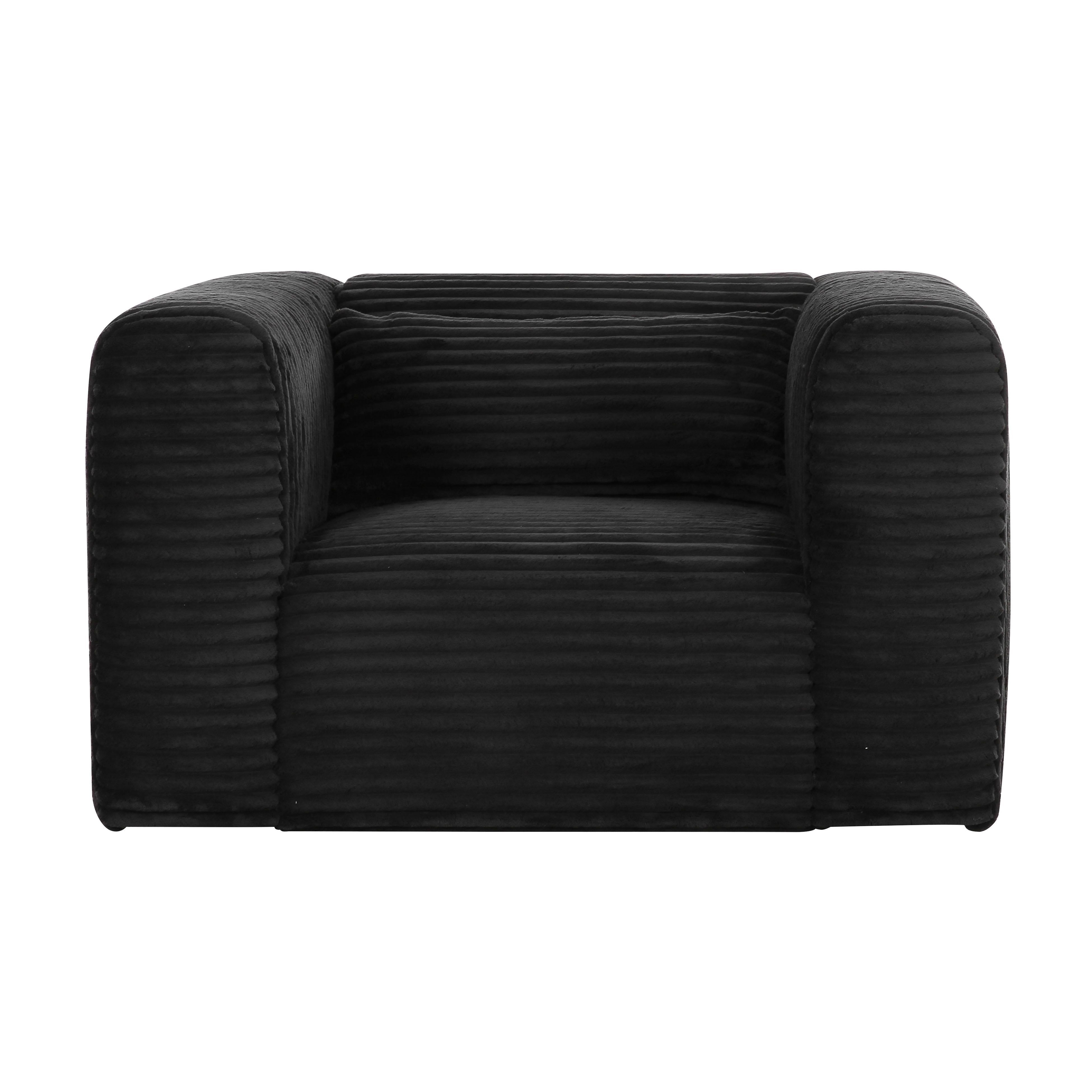 Tarra Fluffy Oversized Black Corduroy Armchair