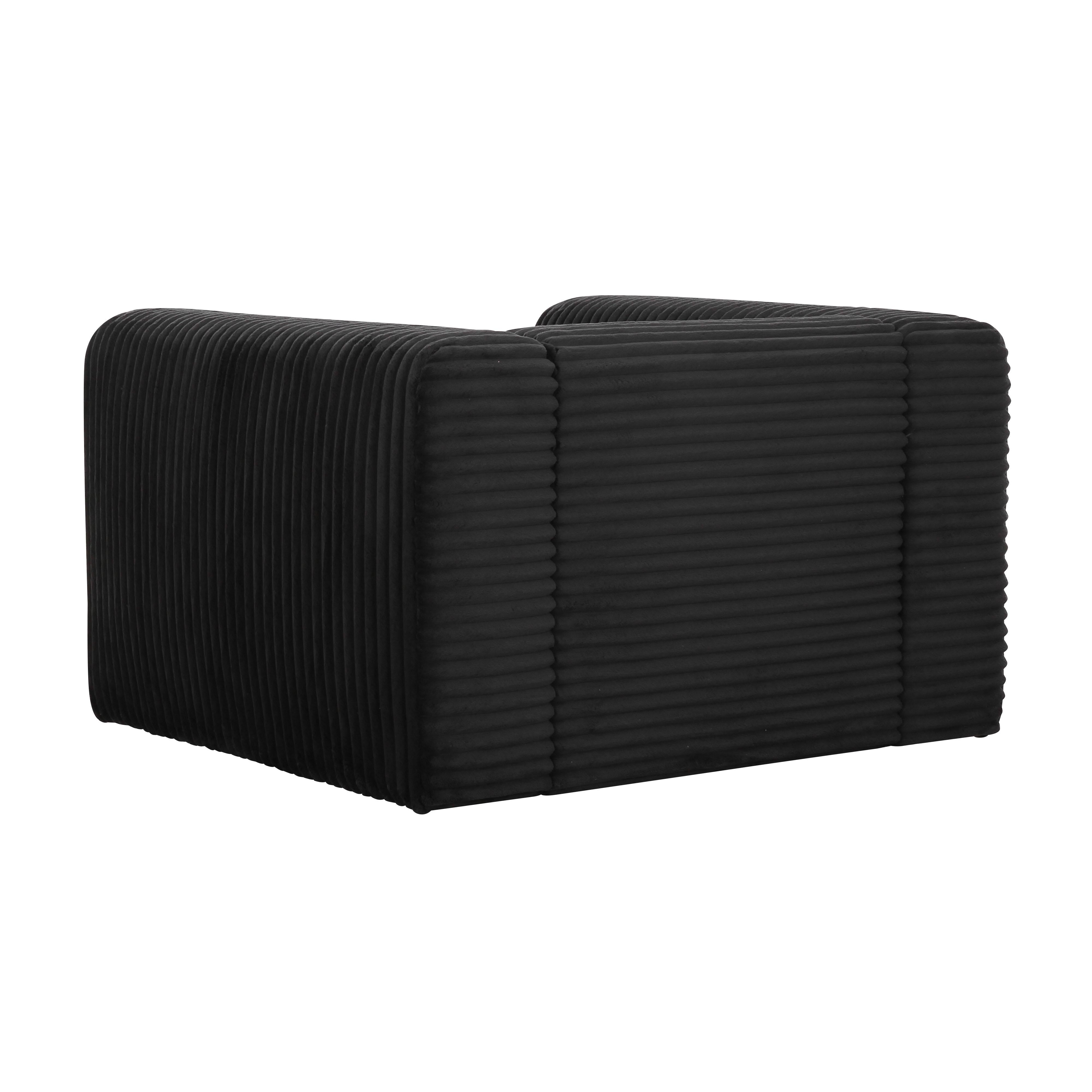 Tarra Fluffy Oversized Black Corduroy Armchair