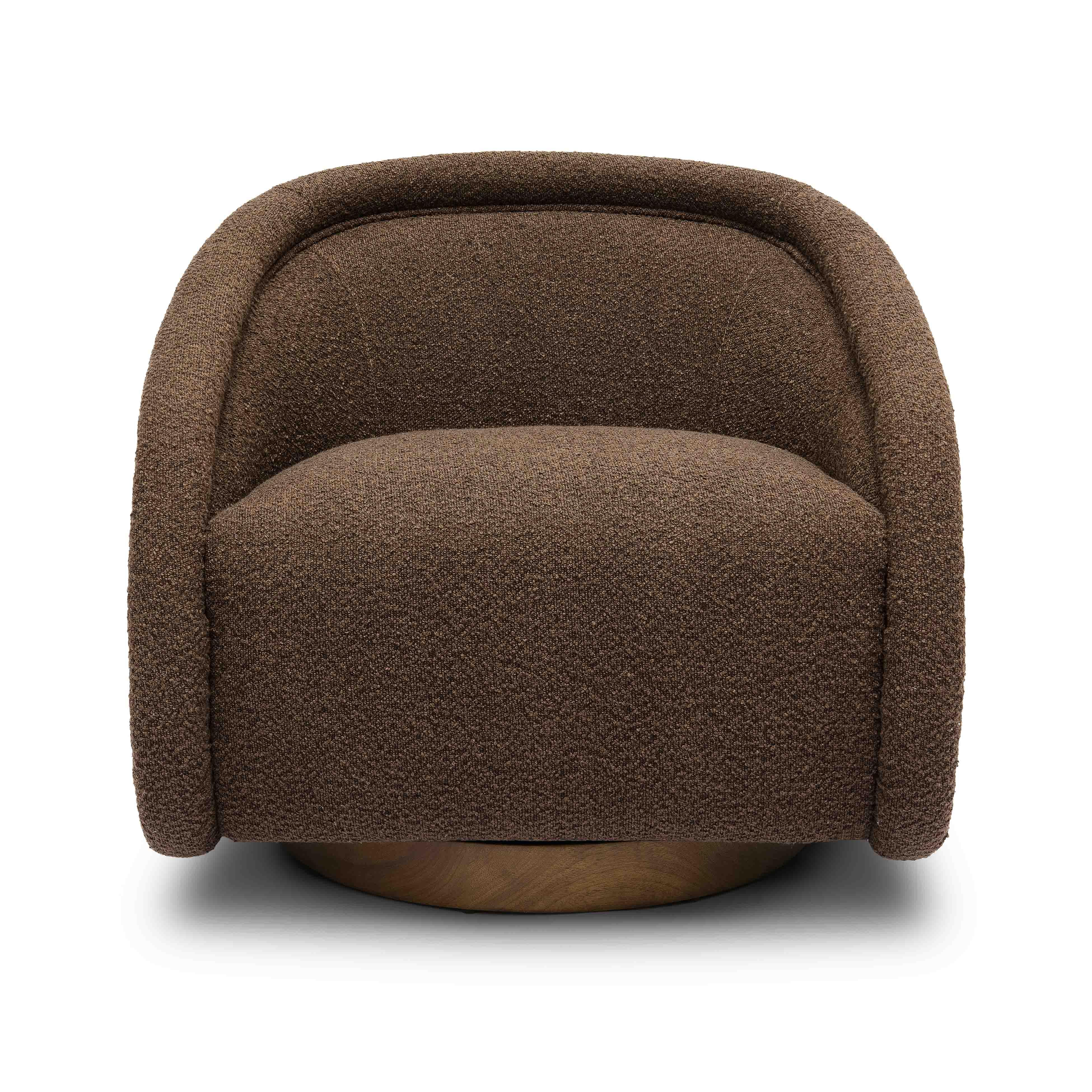 Rory Chocolate Brown Boucle Swivel Chair