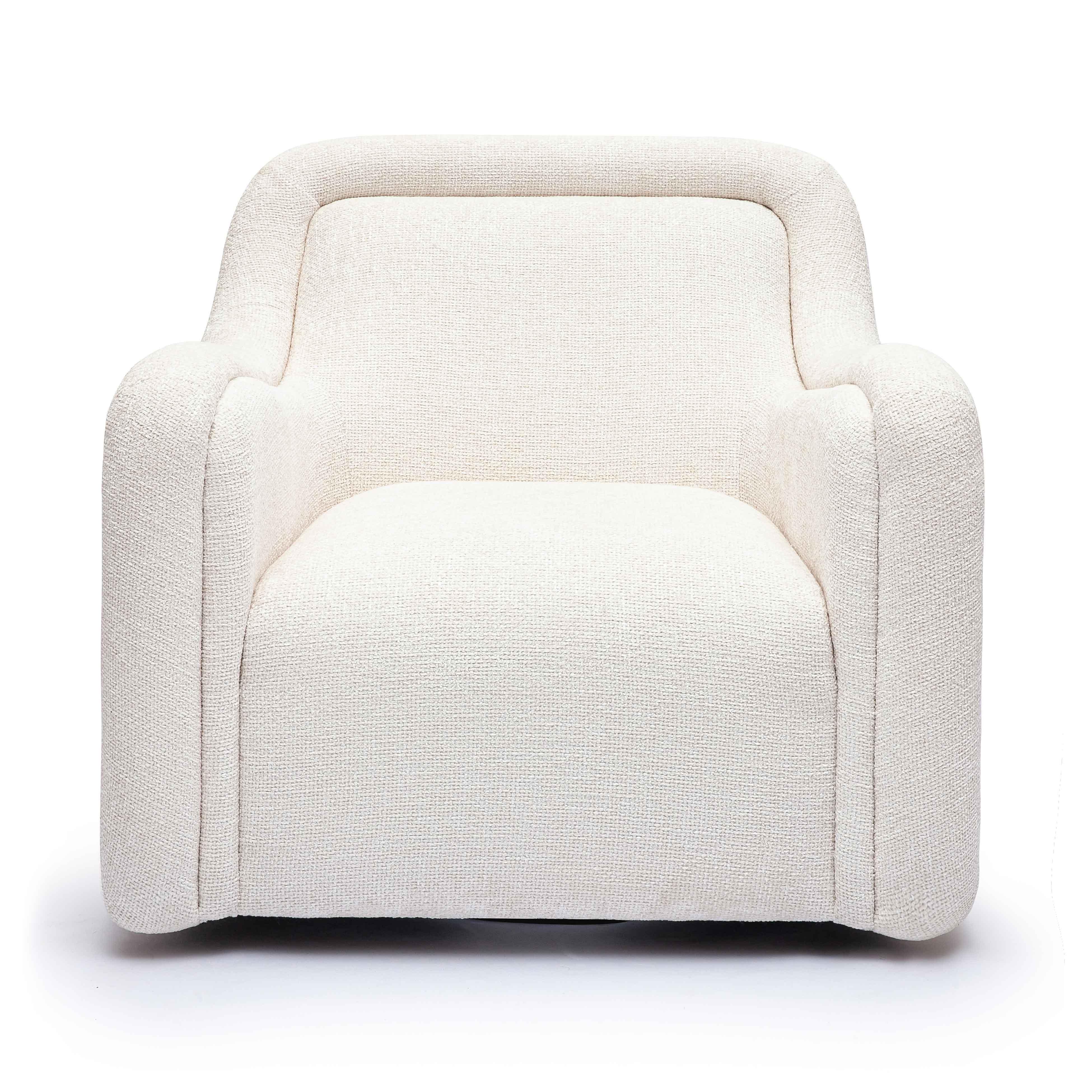 Charli Cream Basketweave Chenille Swivel Chair