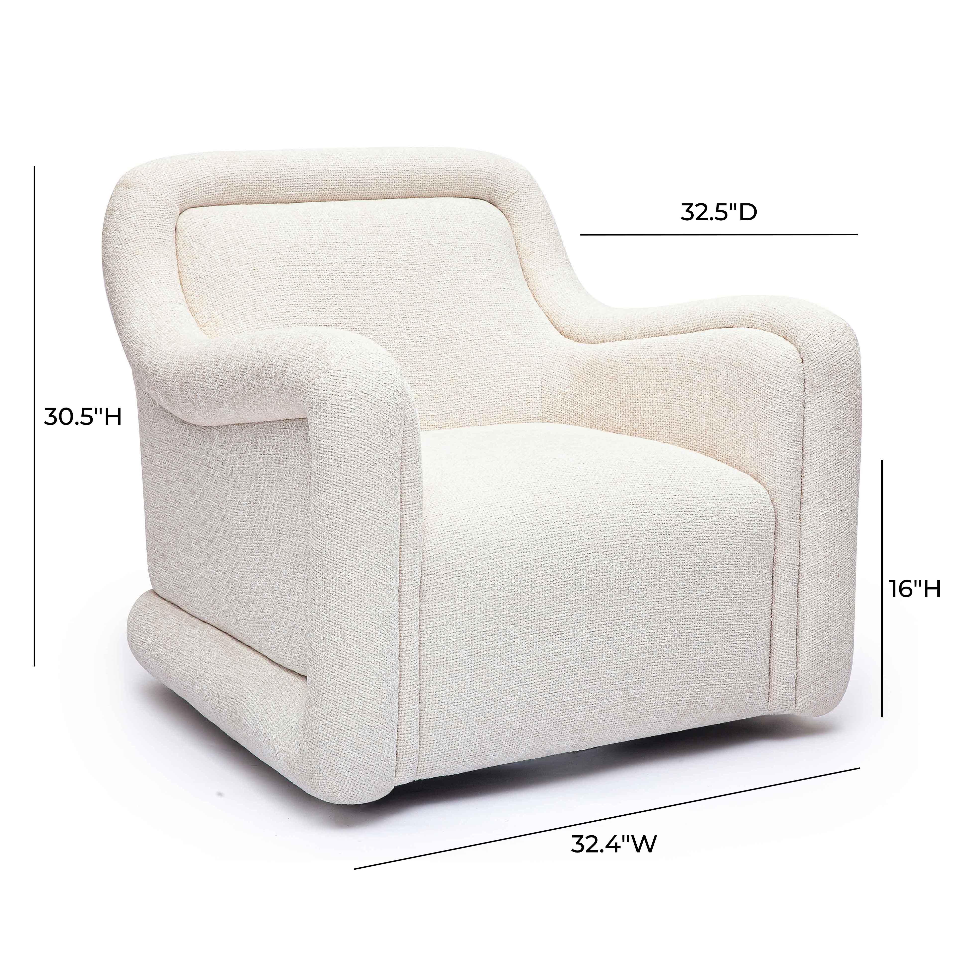 Charli Cream Basketweave Chenille Swivel Chair