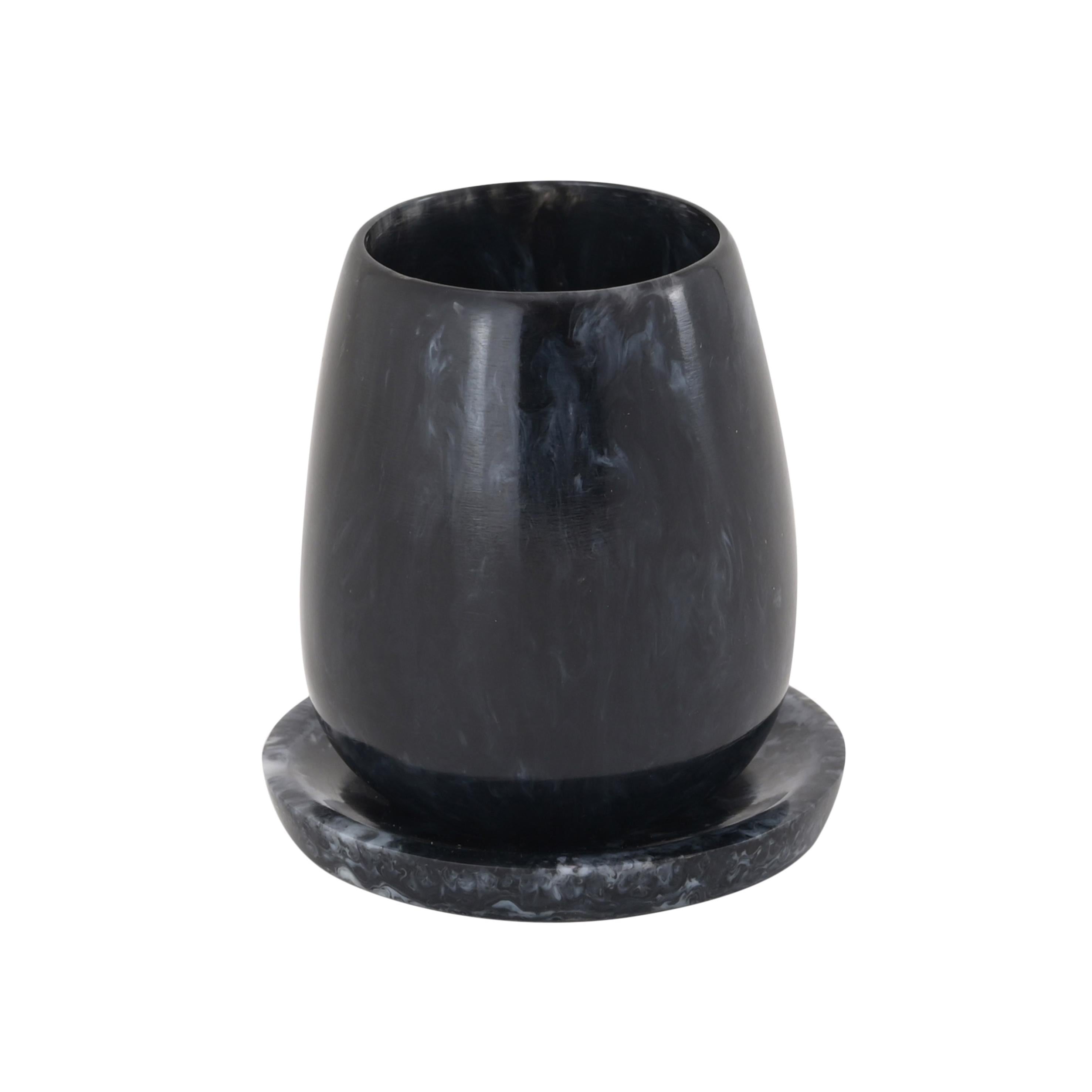 Rounded Black Swirl Resin Kiddush Cup