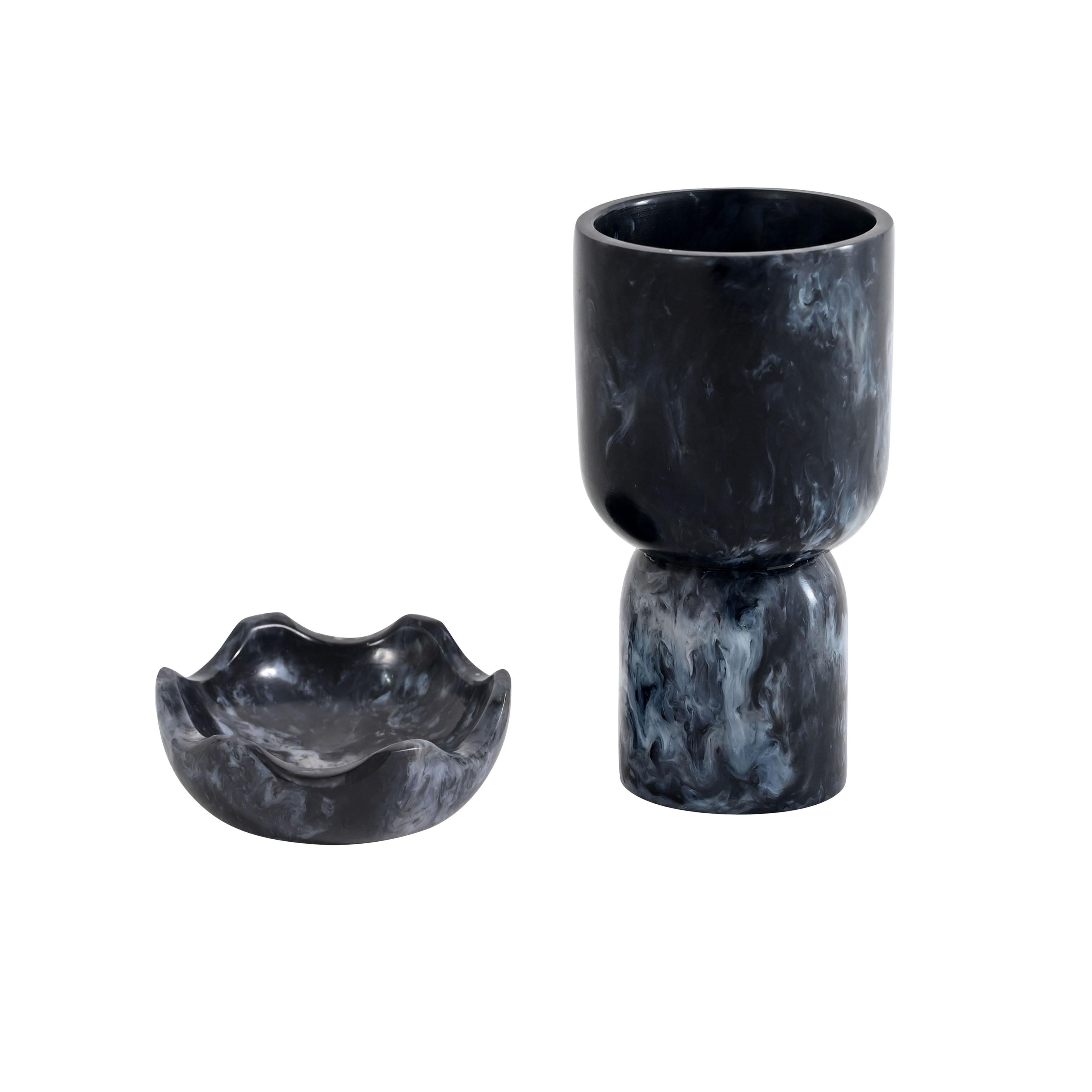 Platform Black Swirl Resin Kiddush Cup