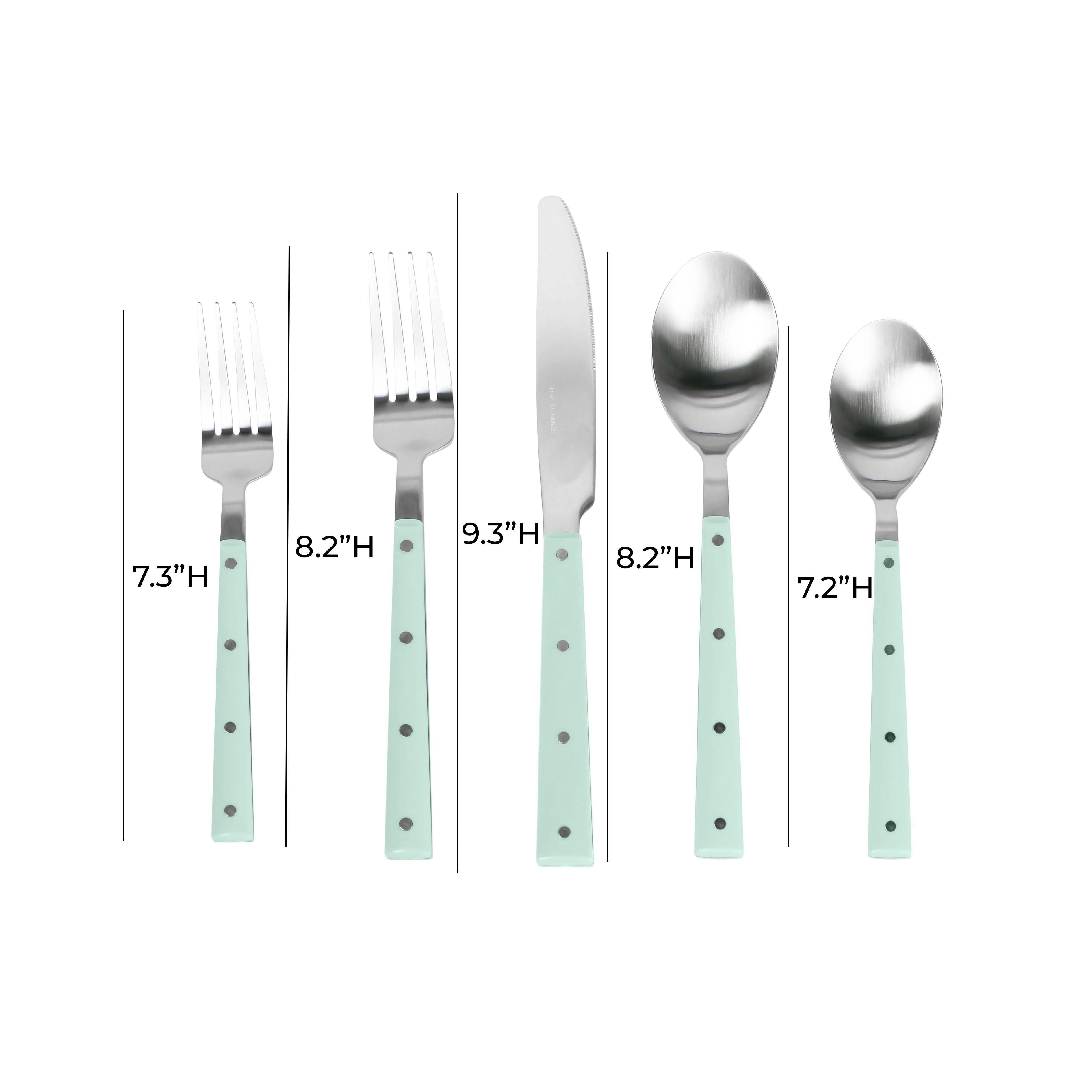 Soline Mint Green and Stainless Steel Flatware - Set of 20 Pieces