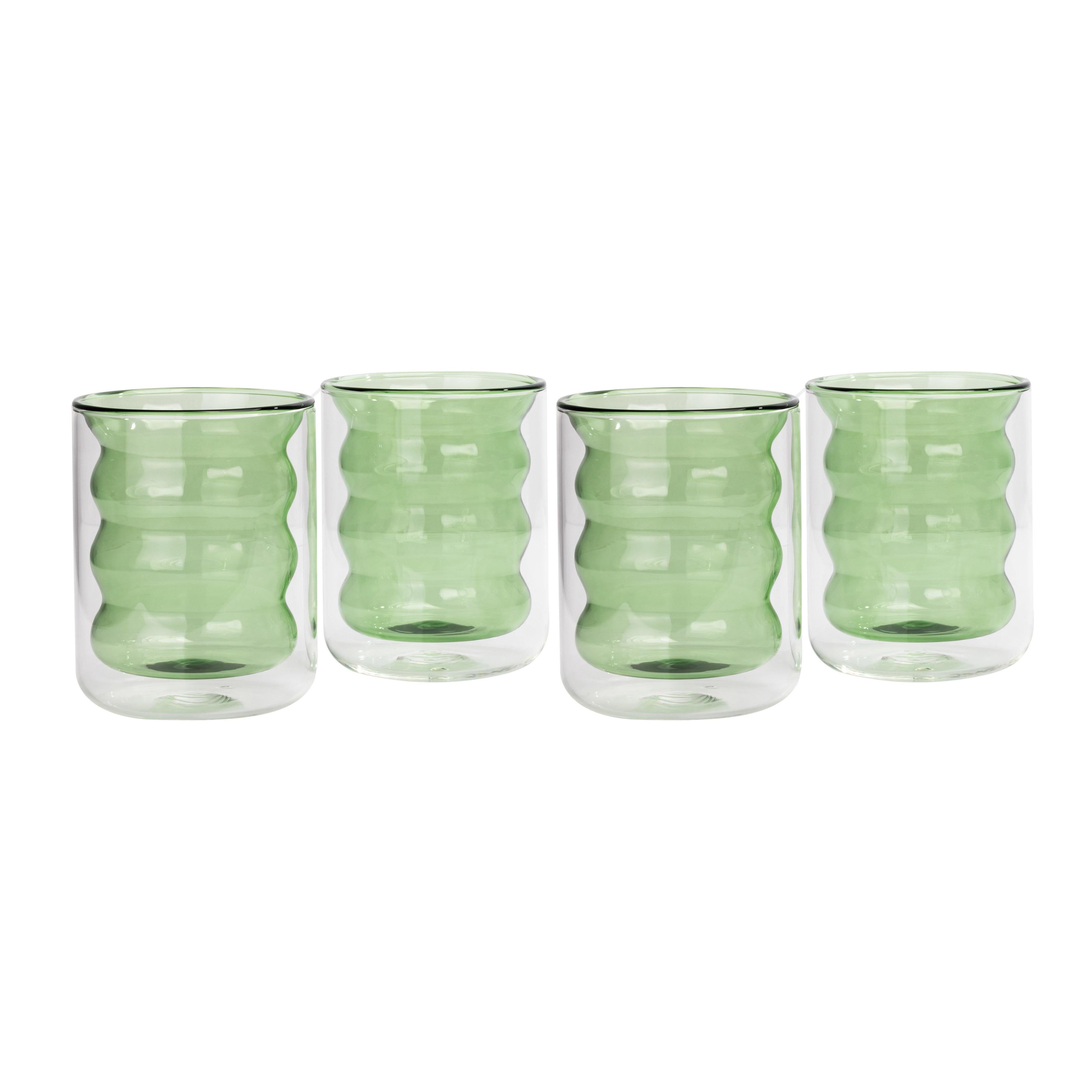 Waves Green Water Glass - Set of 4