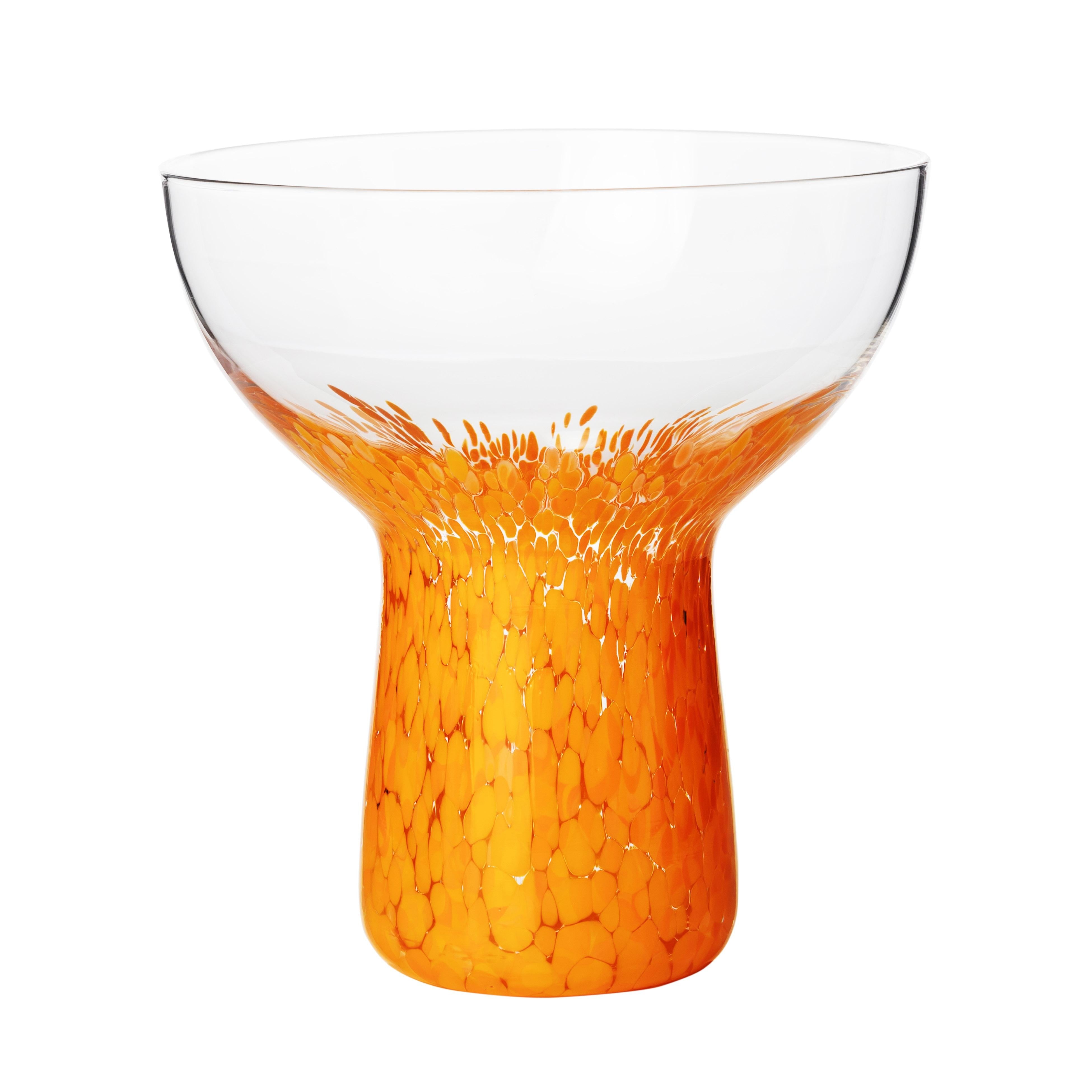 Dottie Clear Orange Dots Handblown Cocktail Glass - Set of 4