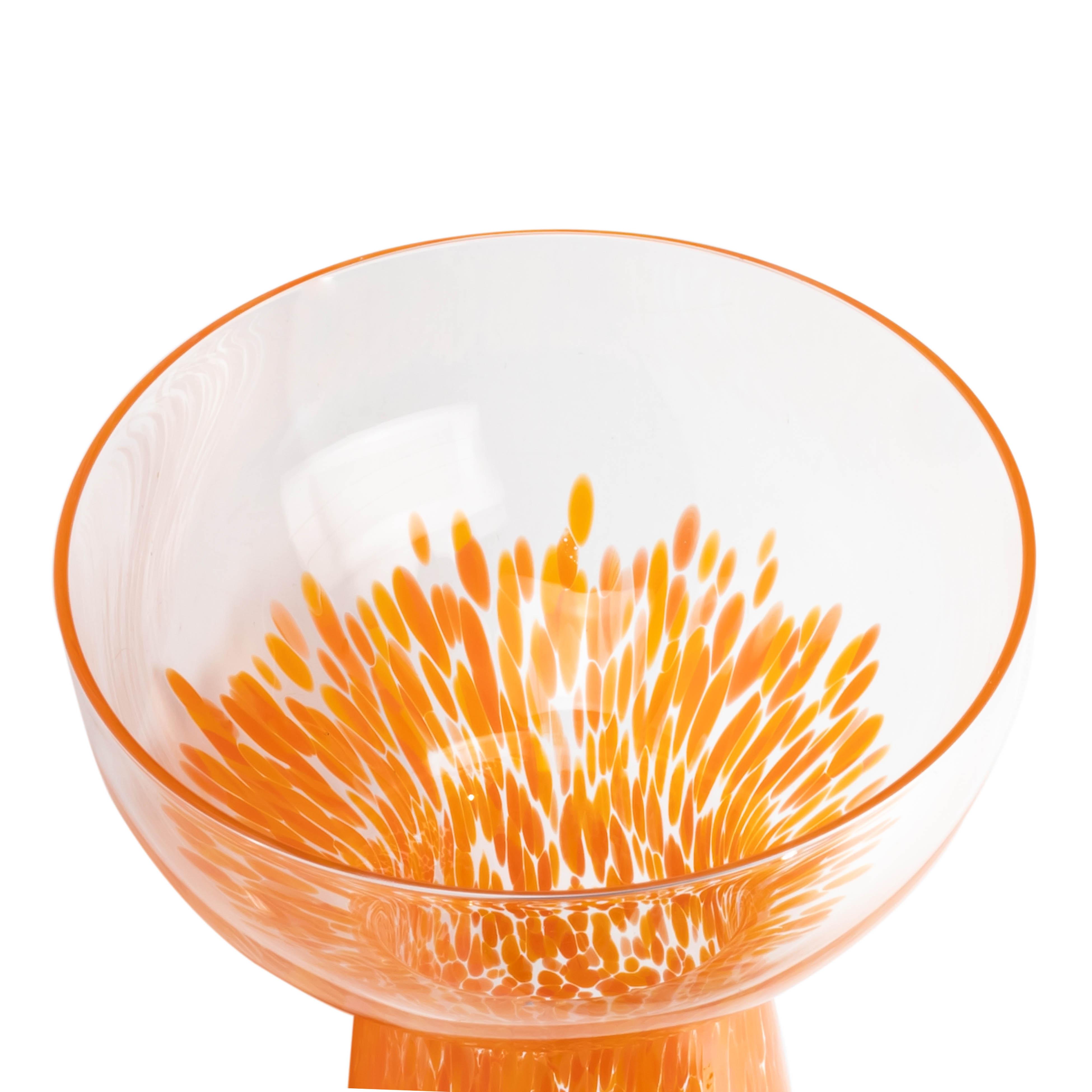 Dottie Clear Orange Dots Handblown Cocktail Glass - Set of 4