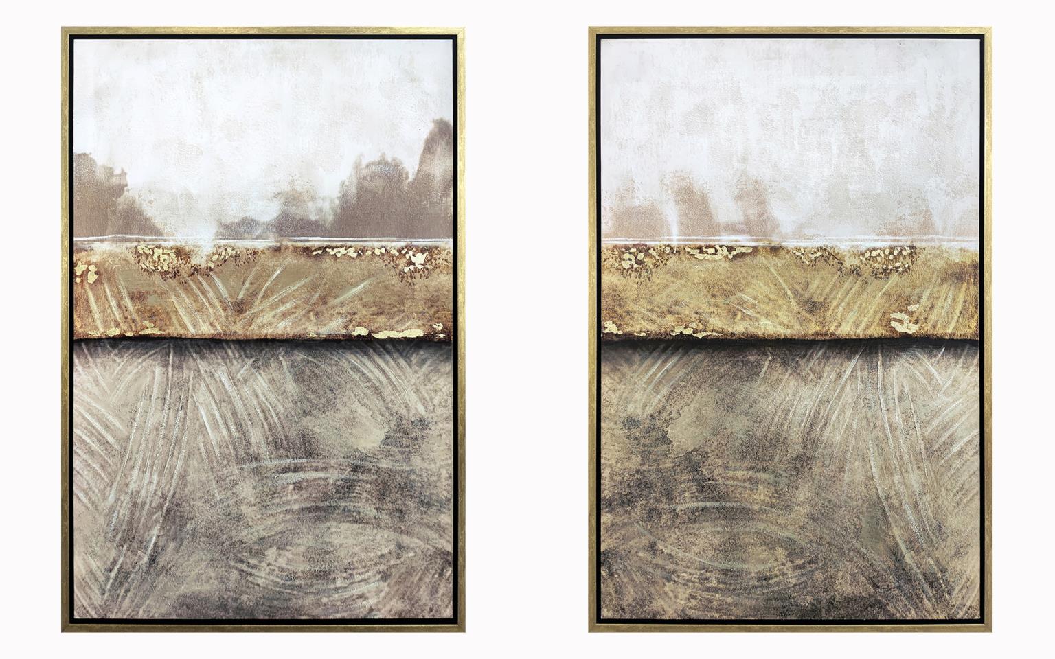 Hand Painted Textured Canvas In Frame (Set) Curated Canvas
