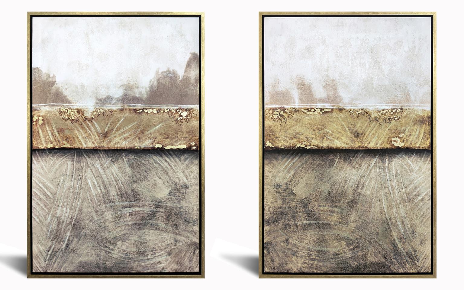 Hand Painted Textured Canvas In Frame (Set) Curated Canvas