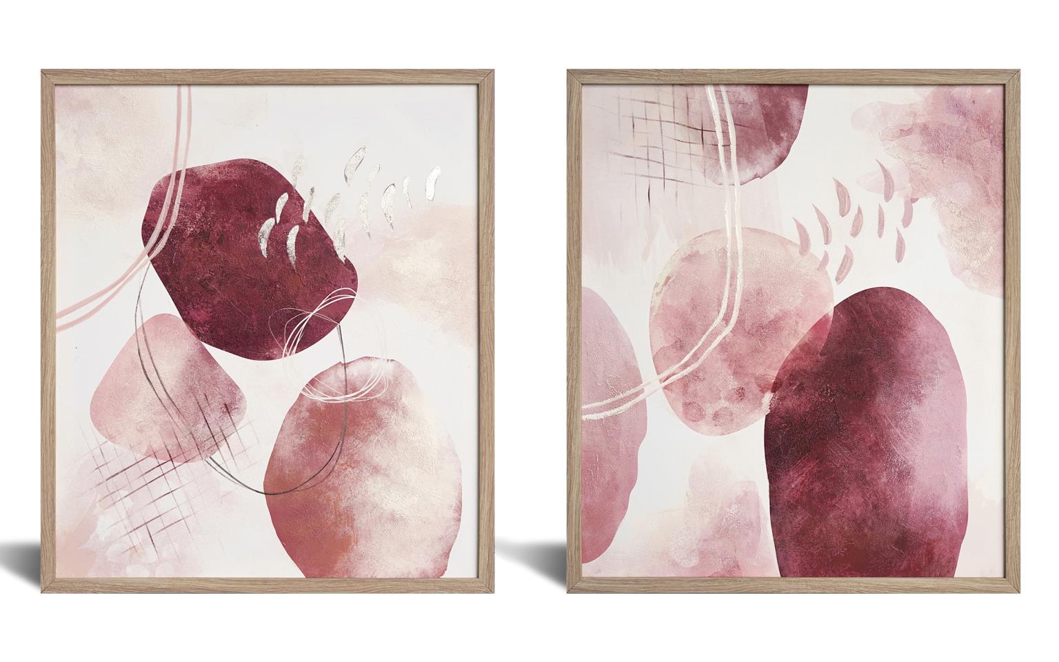 Hand Painted Textured Canvas In Frame (Set) Curated Canvas