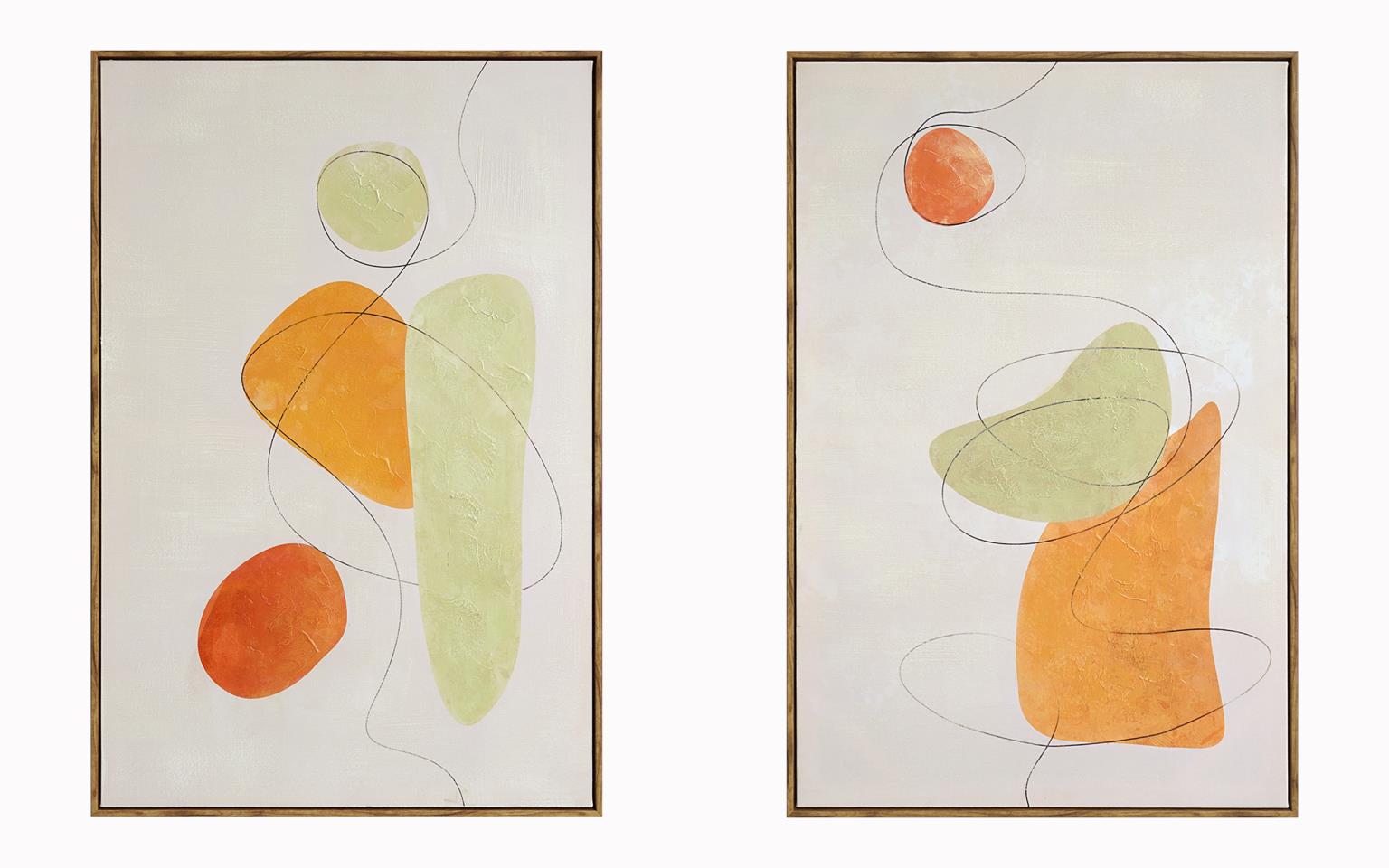 Hand Painted Textured Canvas In Frame (Set) Curated Canvas