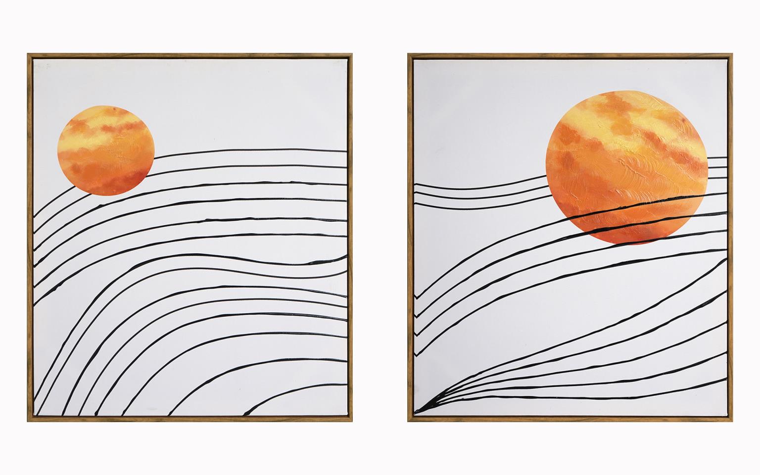 Hand Painted Textured Canvas In Frame (Set) Curated Canvas