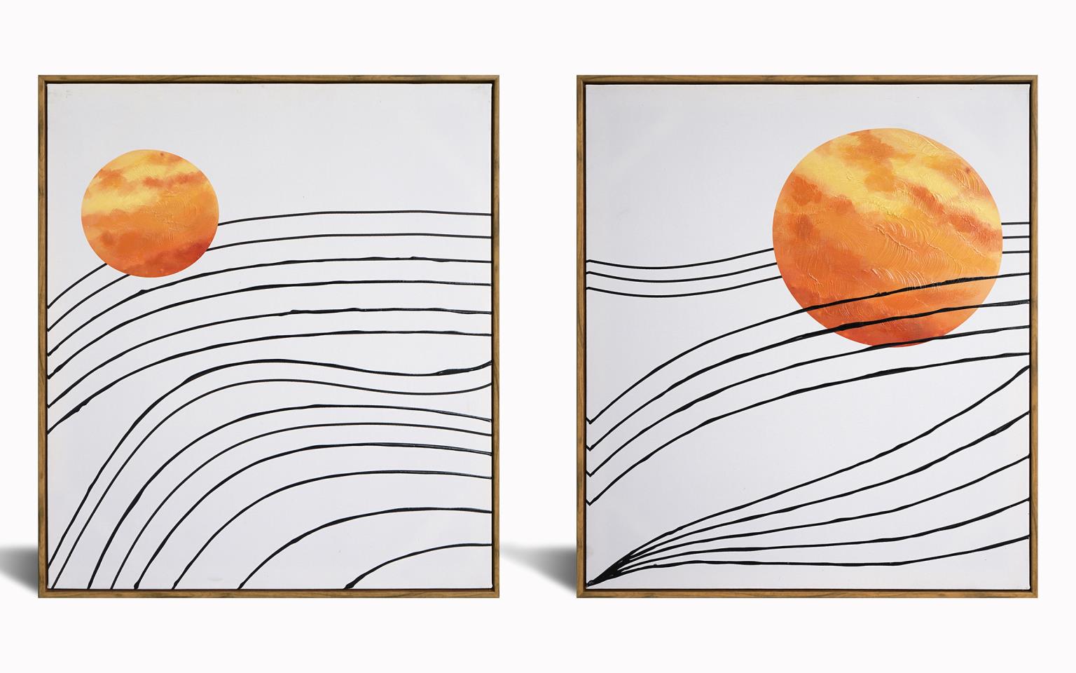 Hand Painted Textured Canvas In Frame (Set) Curated Canvas
