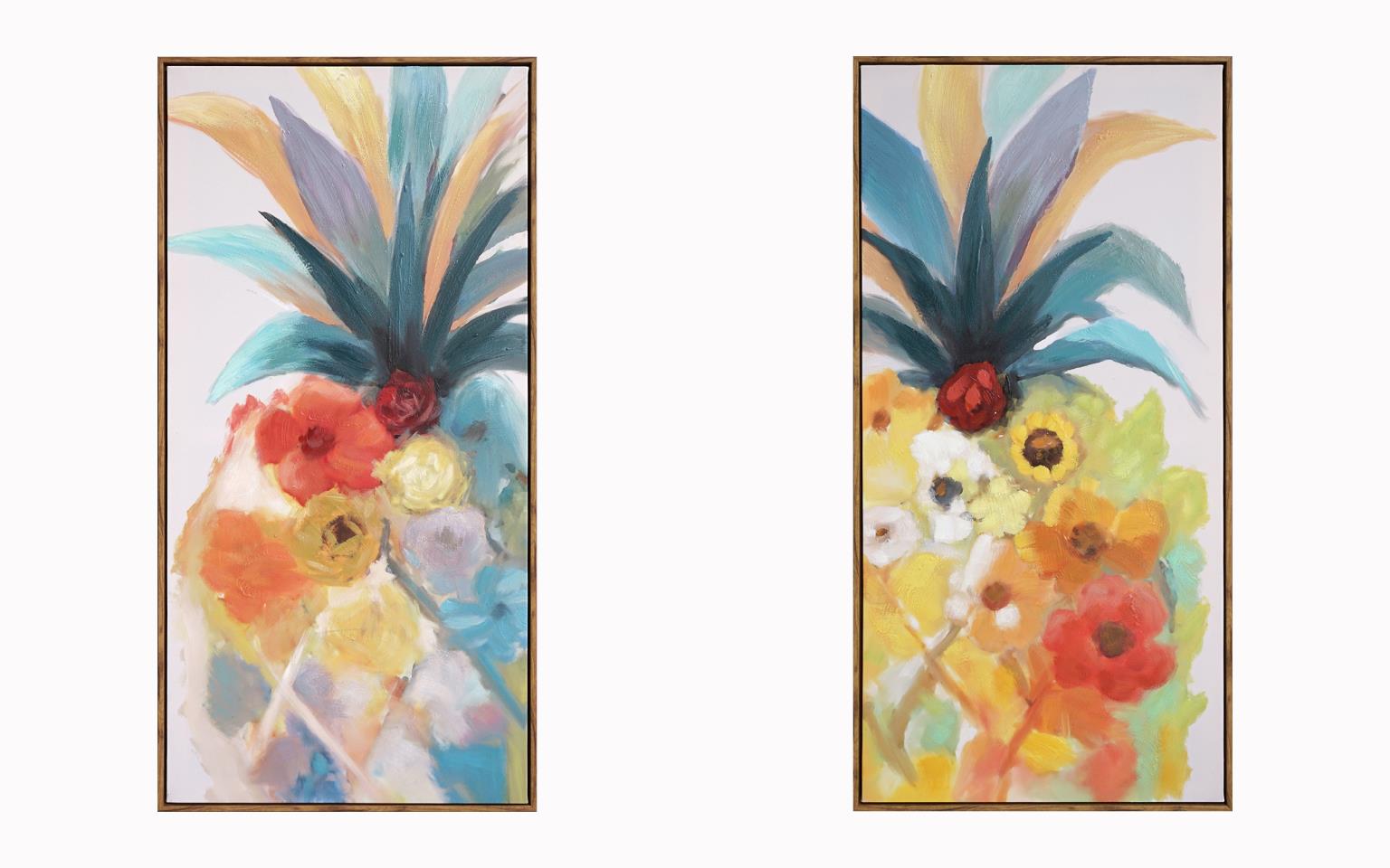 Hand Painted Textured Canvas In Frame (Set) Curated Canvas