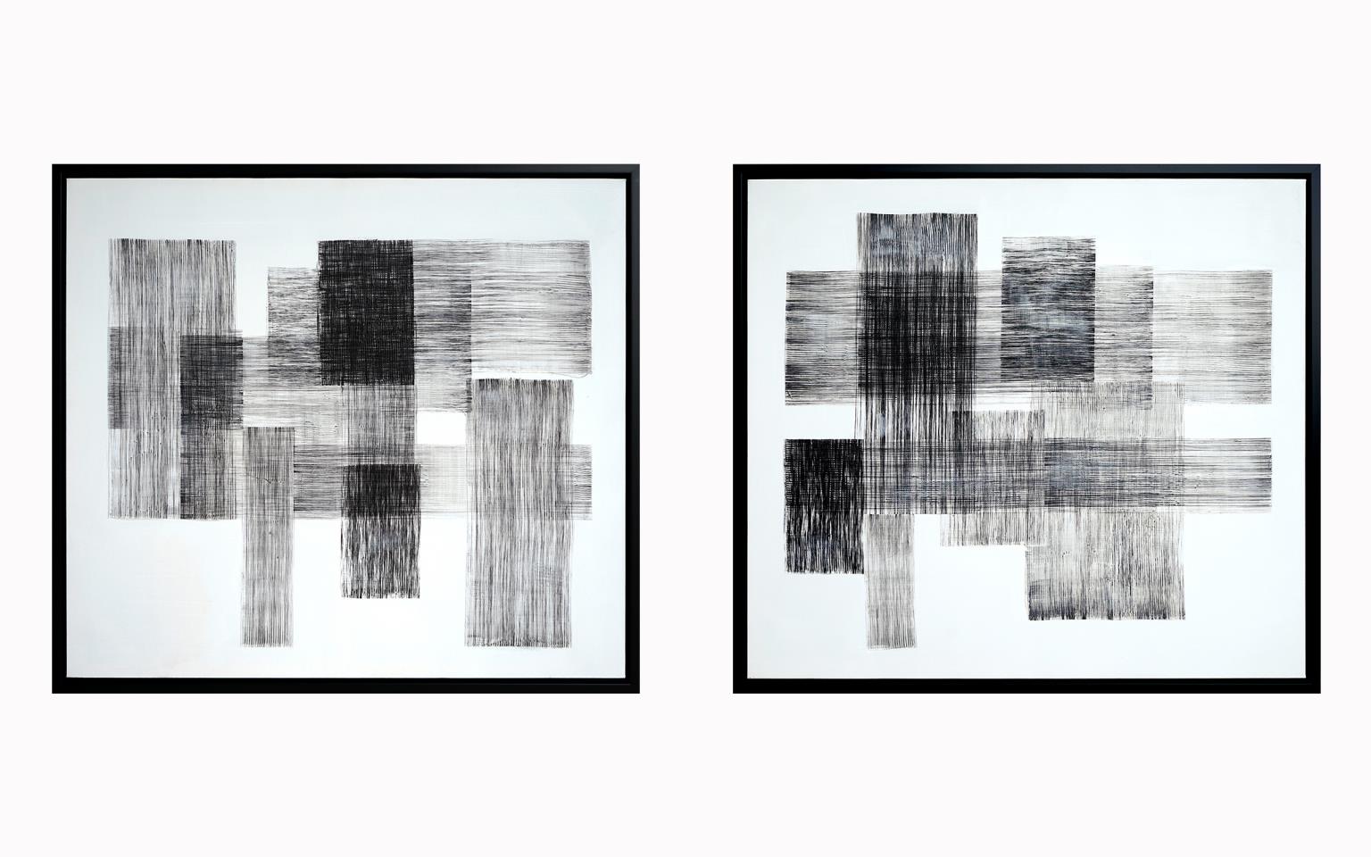 Hand Painted Textured Canvas In Frame (Set) Curated Canvas