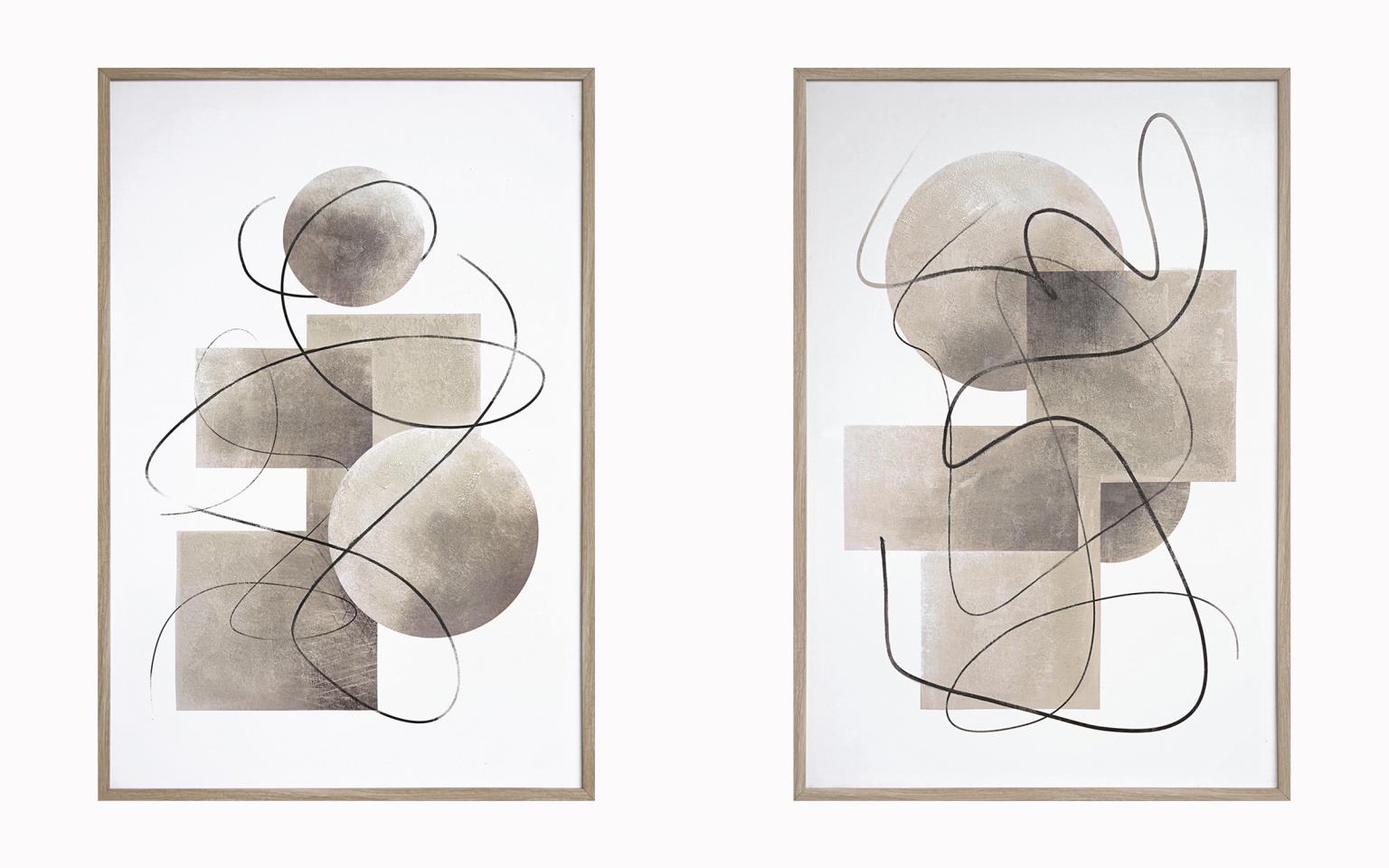 Hand Painted Textured Canvas In Frame (Set) Curated Canvas