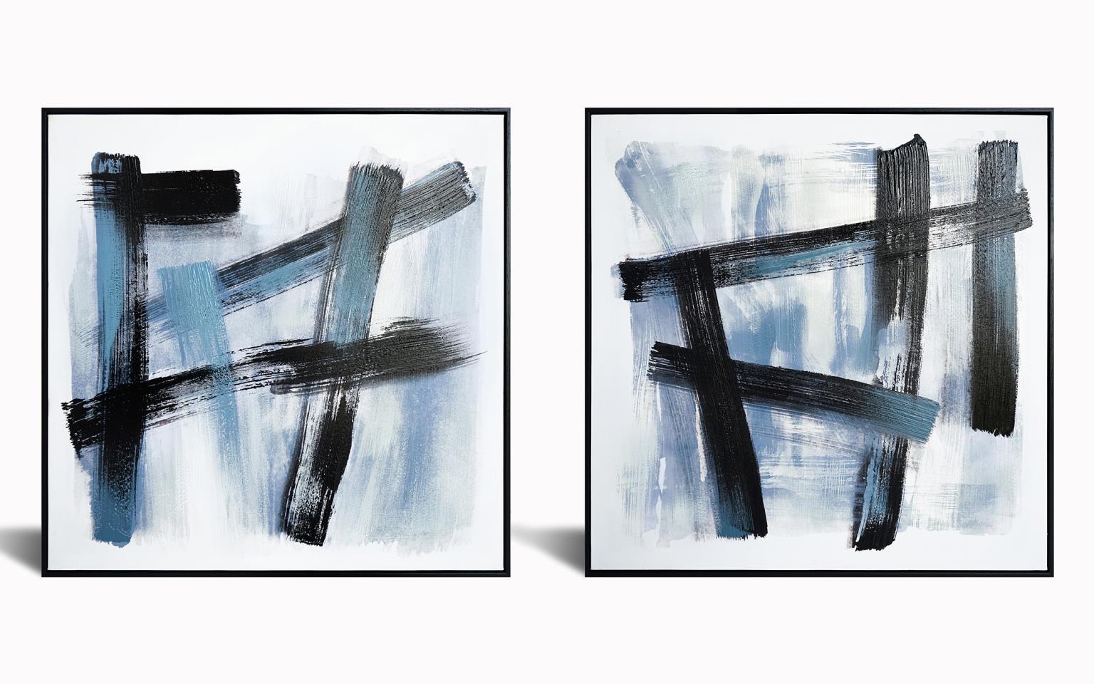 Hand Painted Textured Canvas In Frame (Set) Curated Canvas