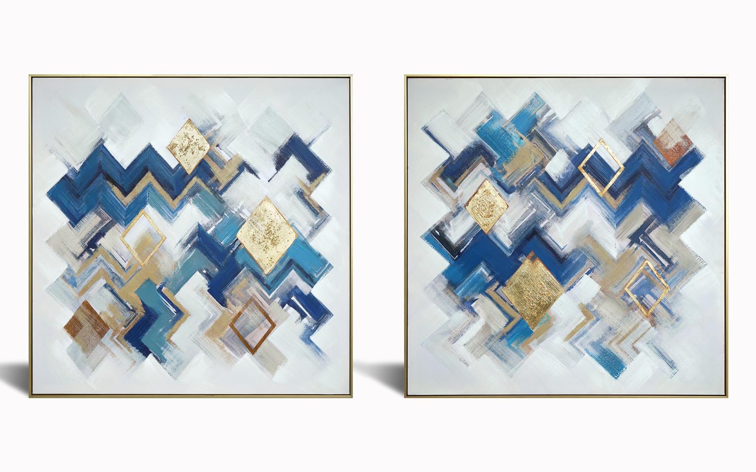 Hand Painted Textured Canvas In Frame (Set) Curated Canvas