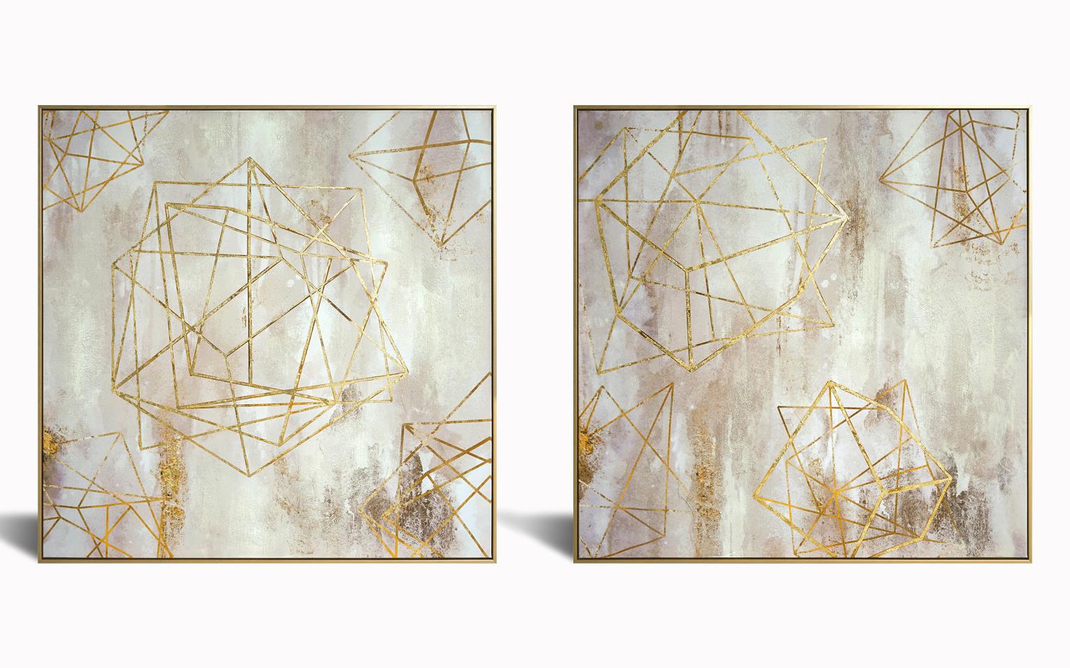 Hand Painted Textured Canvas In Frame (Set) Curated Canvas