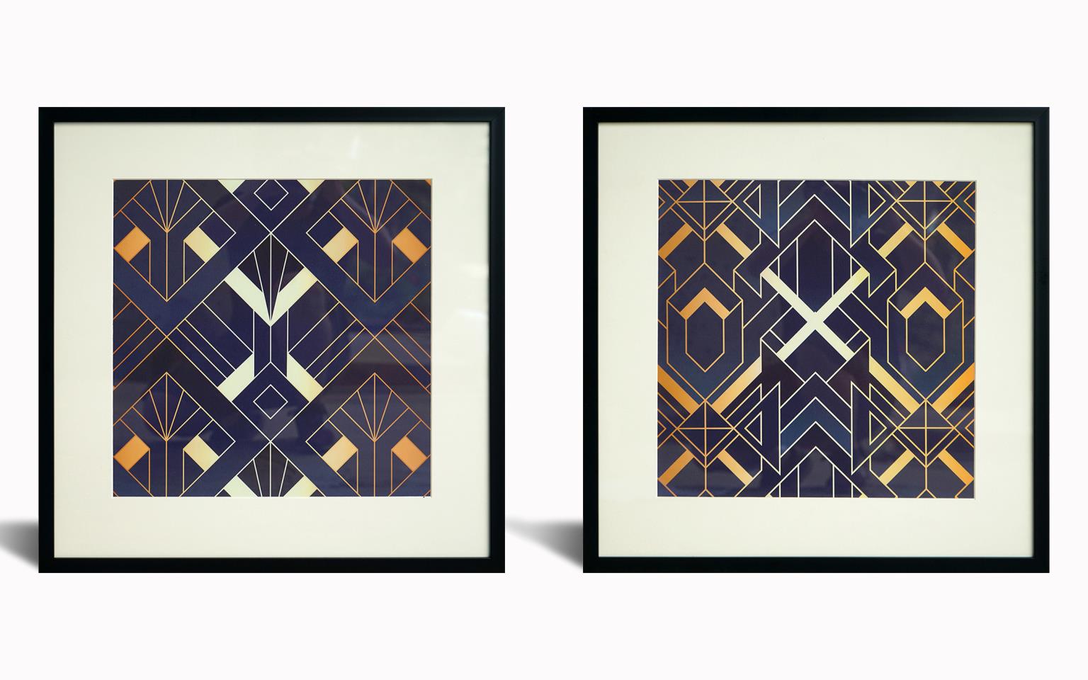 Hand Painted Textured Canvas In Frame (Set) Curated Canvas