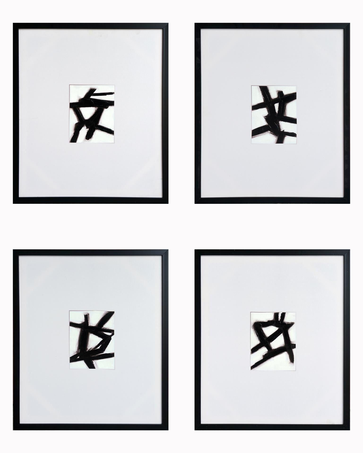 Hand Painted Textured Canvas In Frame (4 Pc Set) Curated Canvas