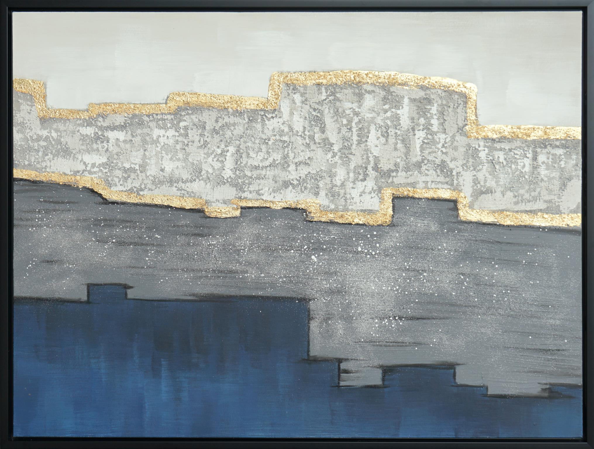 Hand Painted Textured Canvas W/ Foil In Frame Curated Canvas