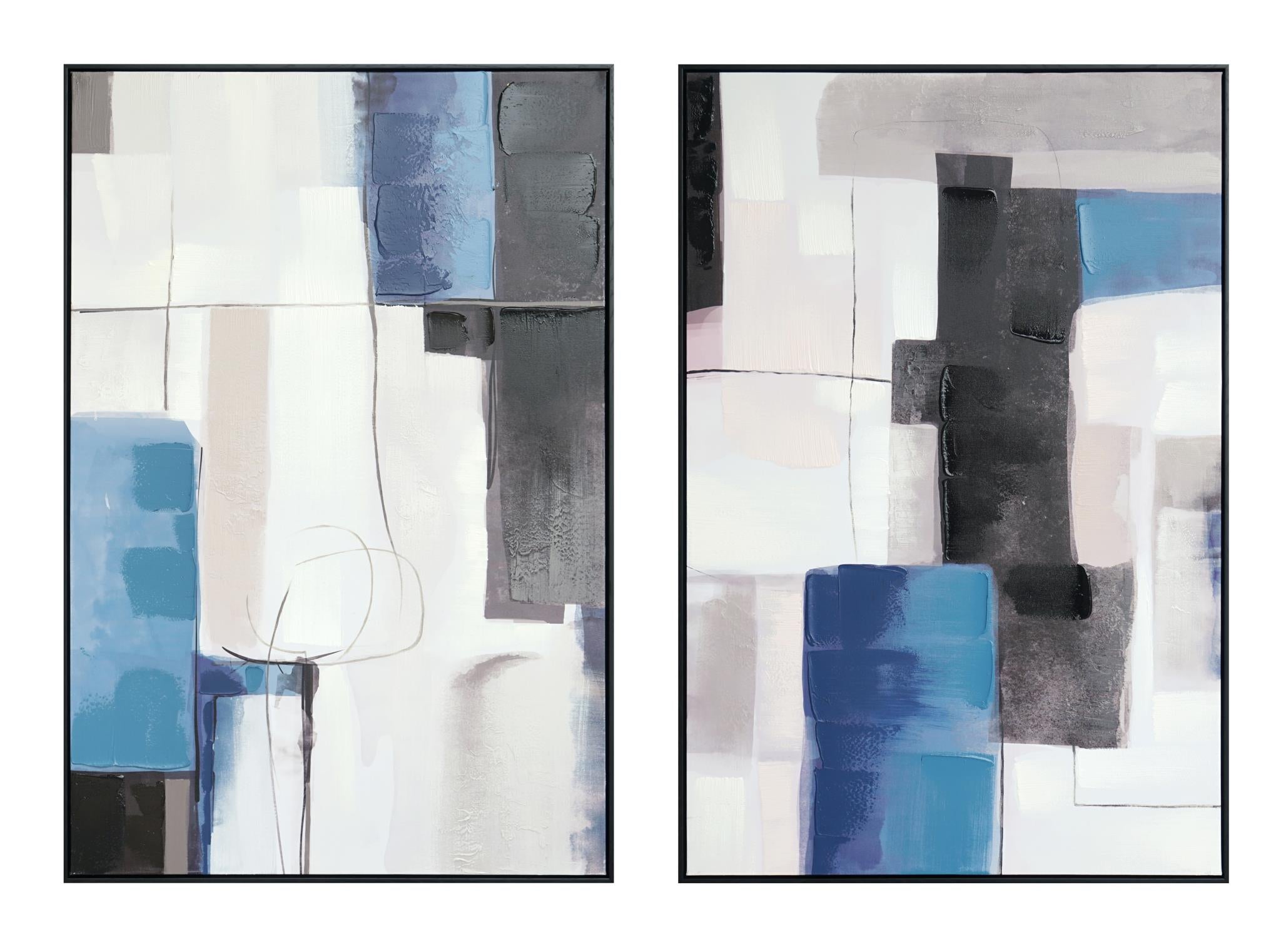 Hand Painted Textured Canvas In Frame - Set Curated Canvas