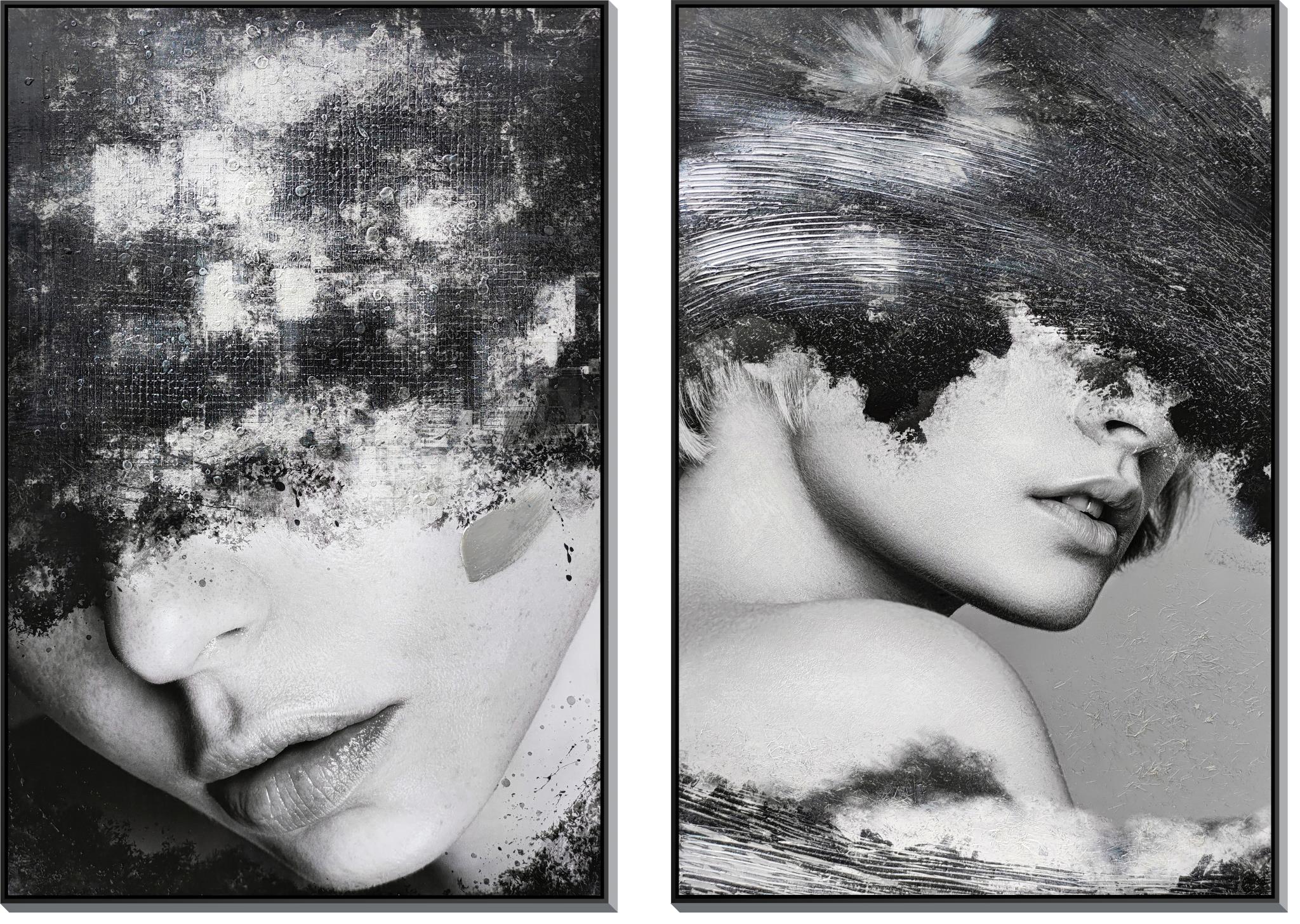 Hand Painted Textured Canvas In Frame (Set 2) Curated Canvas