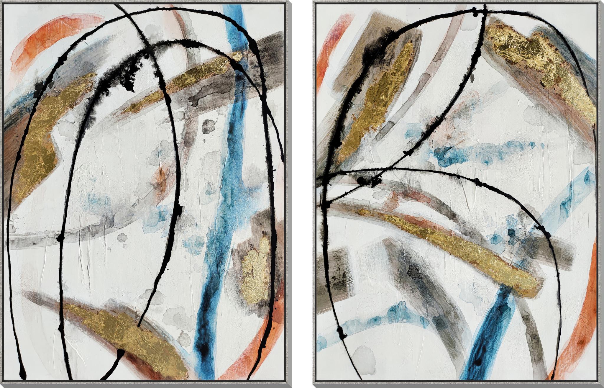 Hand Painted Textured Canvas In Frame (Set 2) Curated Canvas