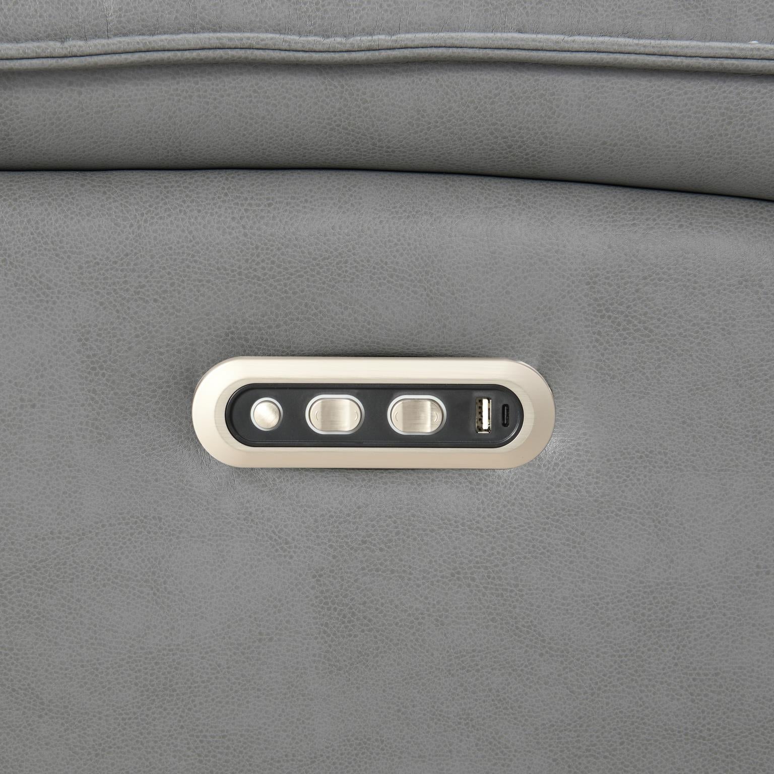 Elle Gray Power Reclining Sectional W/Power Headrest