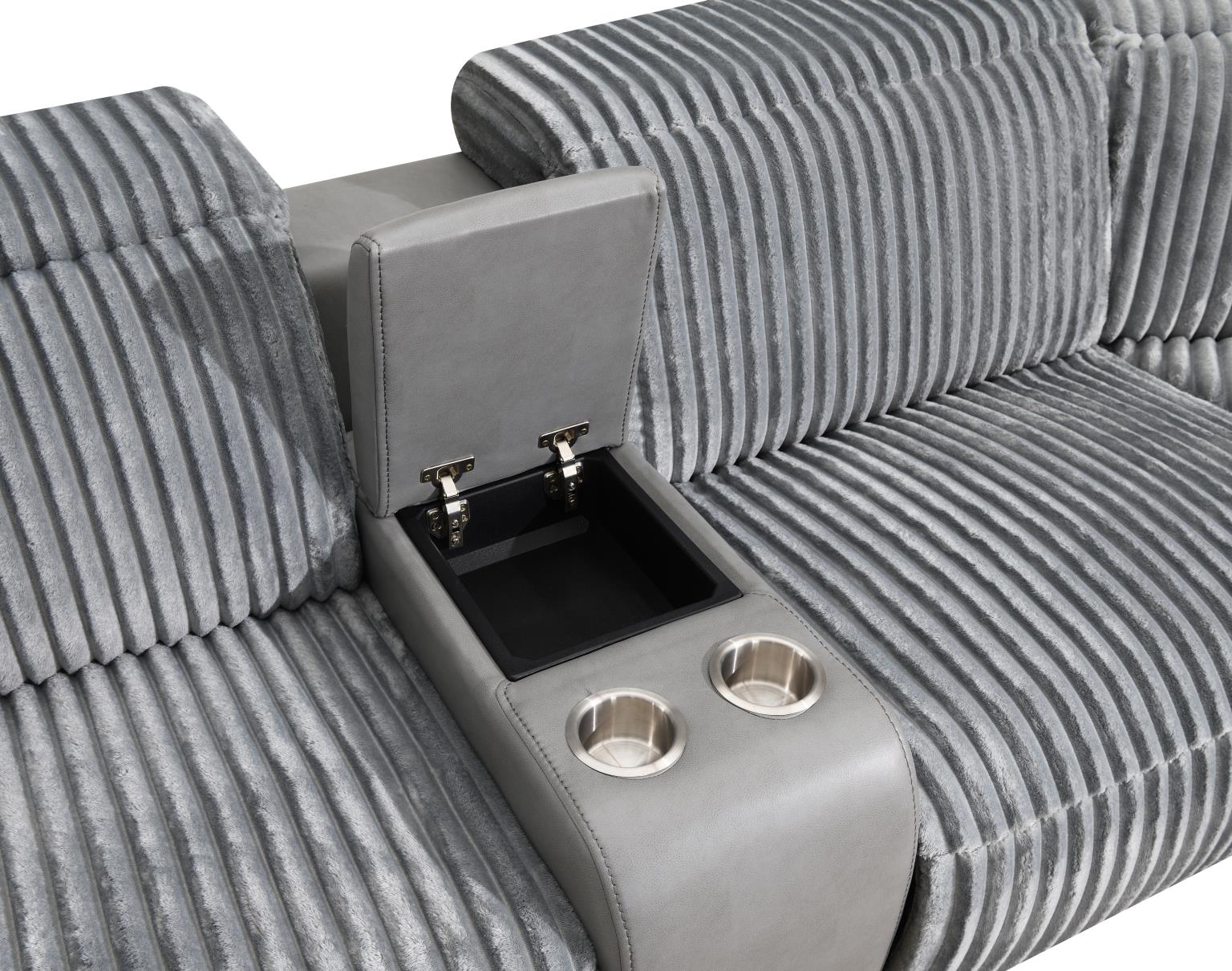 Elle Gray Power Reclining Sectional W/Power Headrest