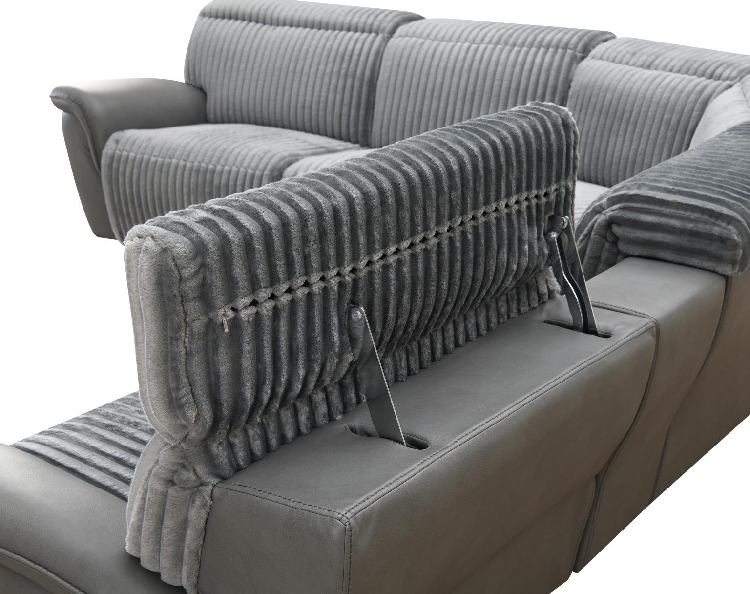 Elle Gray Power Reclining Sectional W/Power Headrest