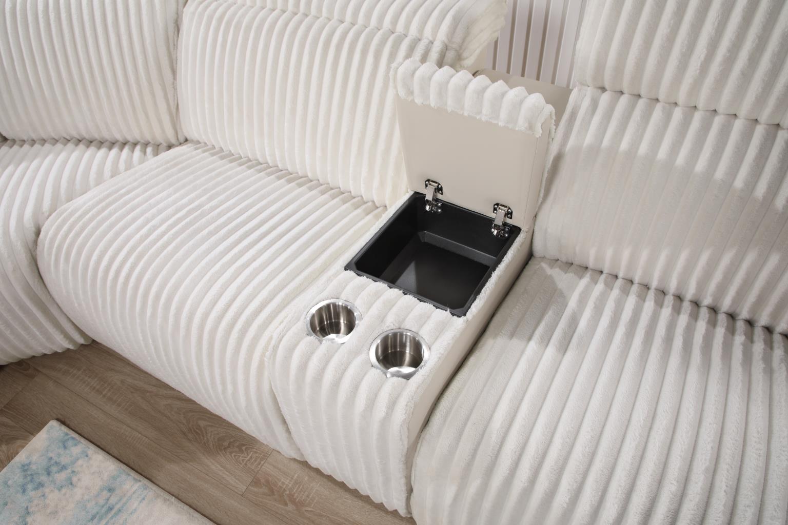 Elle White Power Reclining Sectional W/Power Headrest